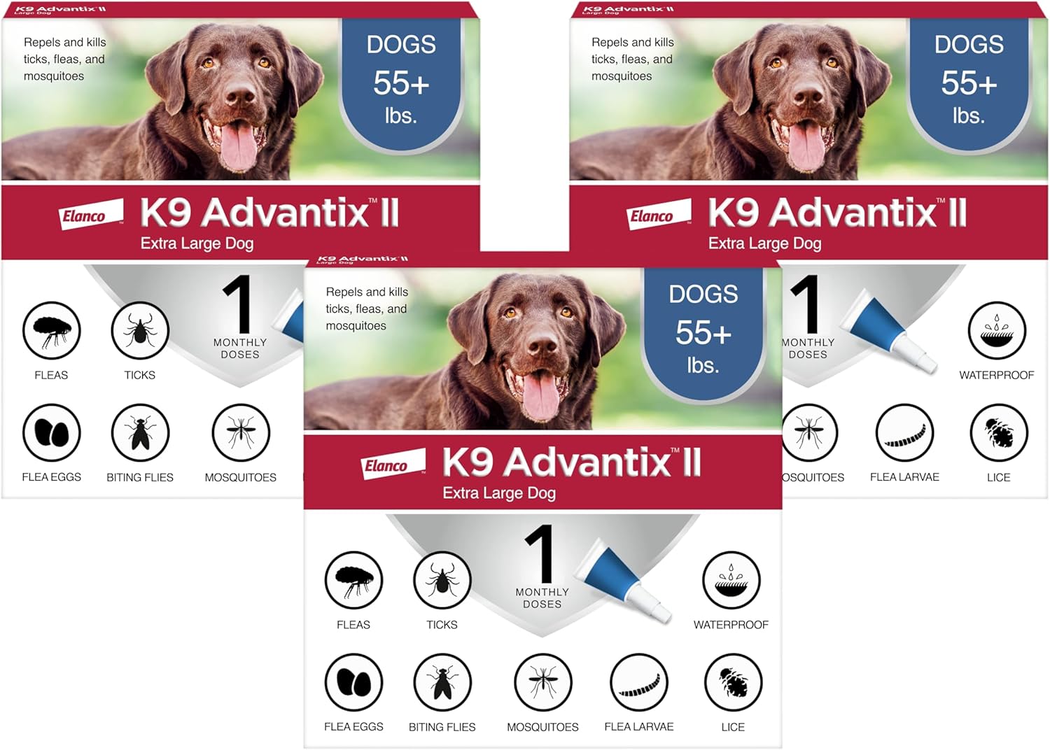 K9 Advantix II XL Dog Vet-Recommended Flea, Tick & Mosquito Treatment & Prevention | Dogs Over 55 lbs. | 6-Mo Supply