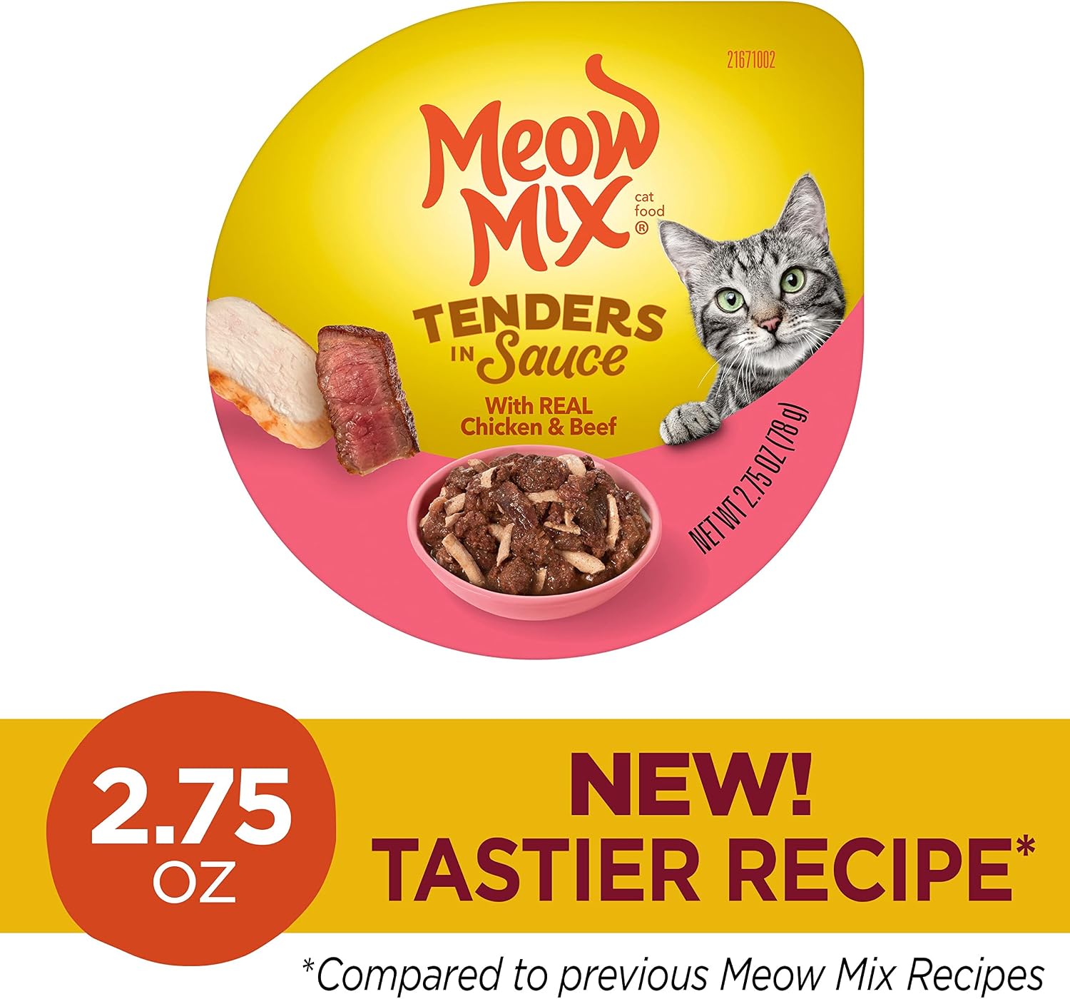 Meow Mix Tenders in Sauce, Wet Cat Food with Tuna & Whole Shrimp, 12 Cups