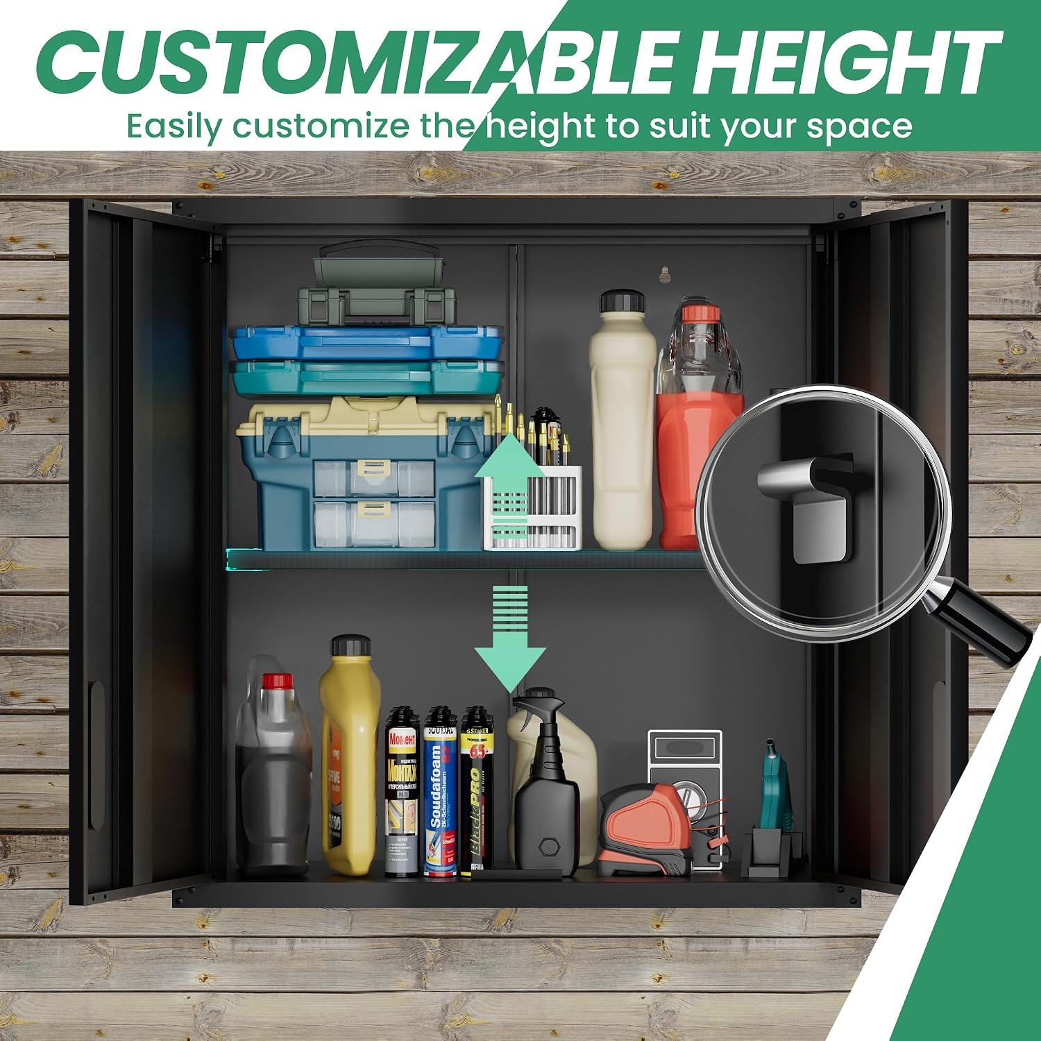 Garage Cabinets,Metal Garage Storage Cabinet with Wheels,Black Lockable Rolling Tool Cabinet with Drawer and Adjustable Shelves,Heavy Duty Tool Chest for Home Office Utility Room