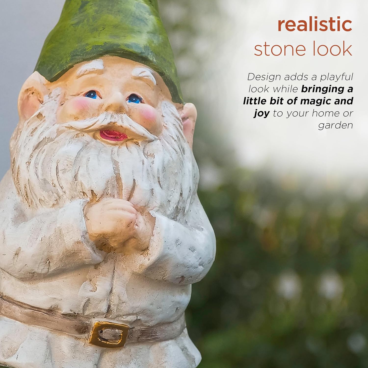 Alpine Corporation 12" Tall Traditional Outdoor Garden Gnome Yard Statue Decoration