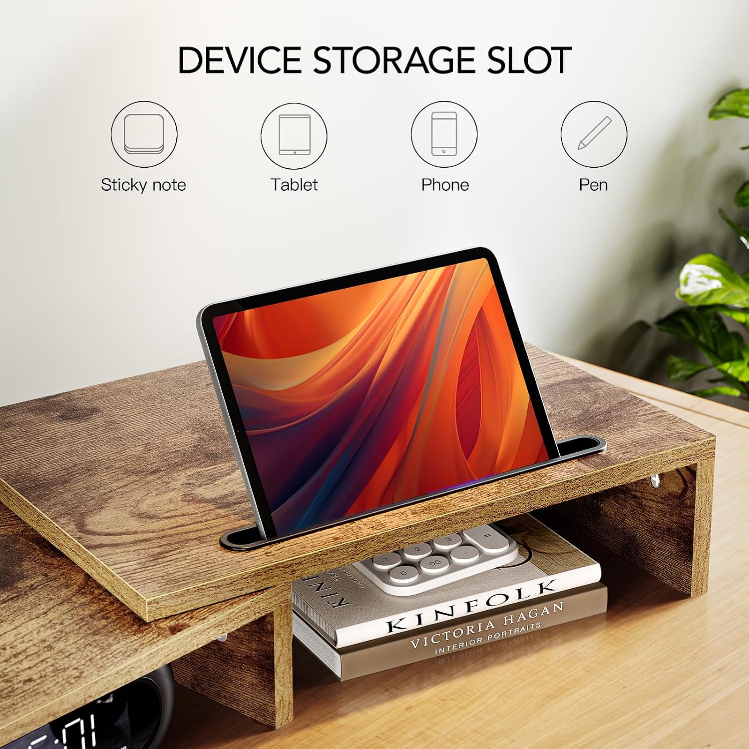 AMERIERGO Dual Monitor Stand Riser- 3 Shelf Screen Stand with Adjustable Length and Angle, 2 Extra Functional Slot Desktop Organizer Stand for PC