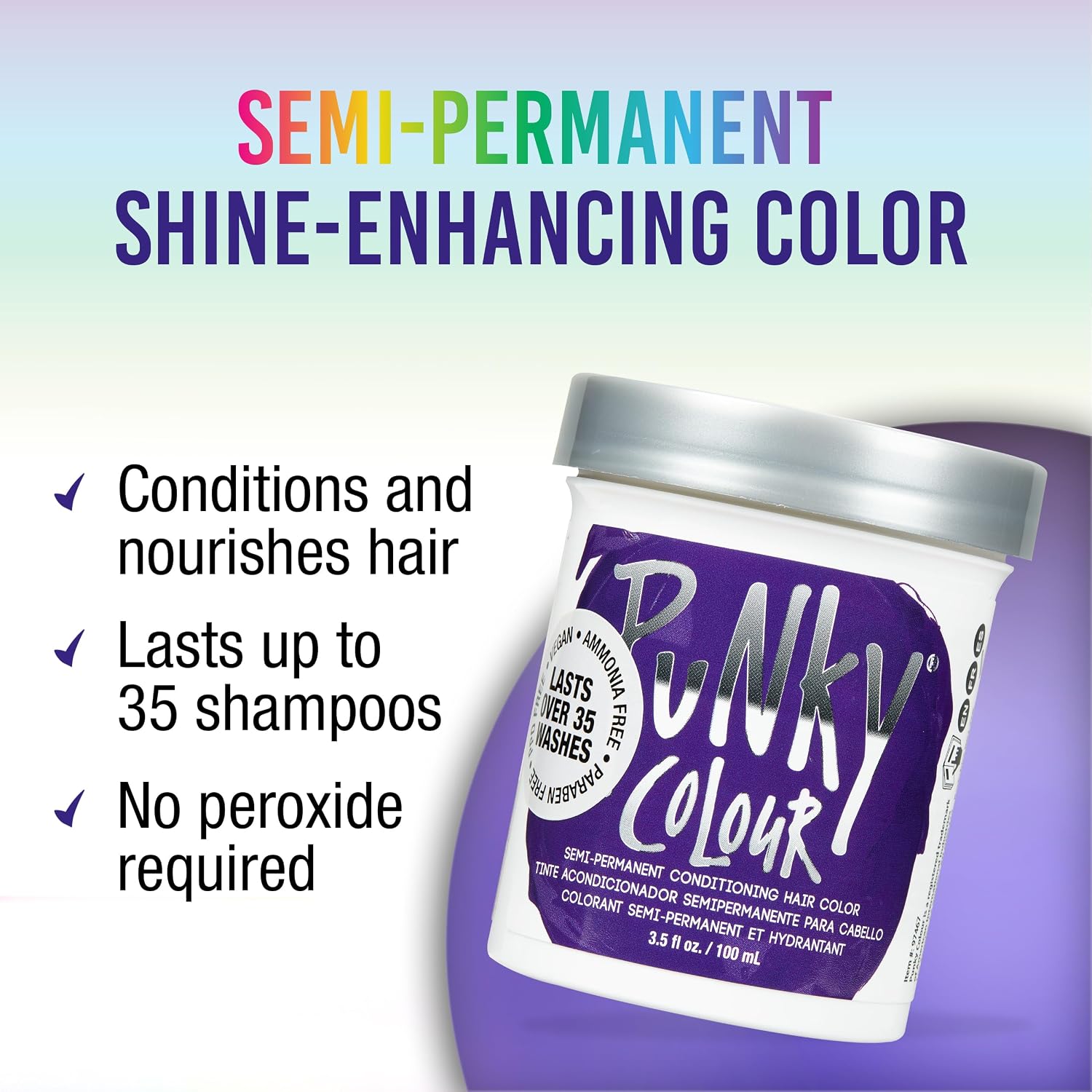 Punky Colour Flamingo Pink Semi Permanent Hair Color – Vibrant Pink Hair Dye, Vegan & Cruelty-Free Conditioning Formula, Lasts Up to 35 Washes, 3.5 fl oz