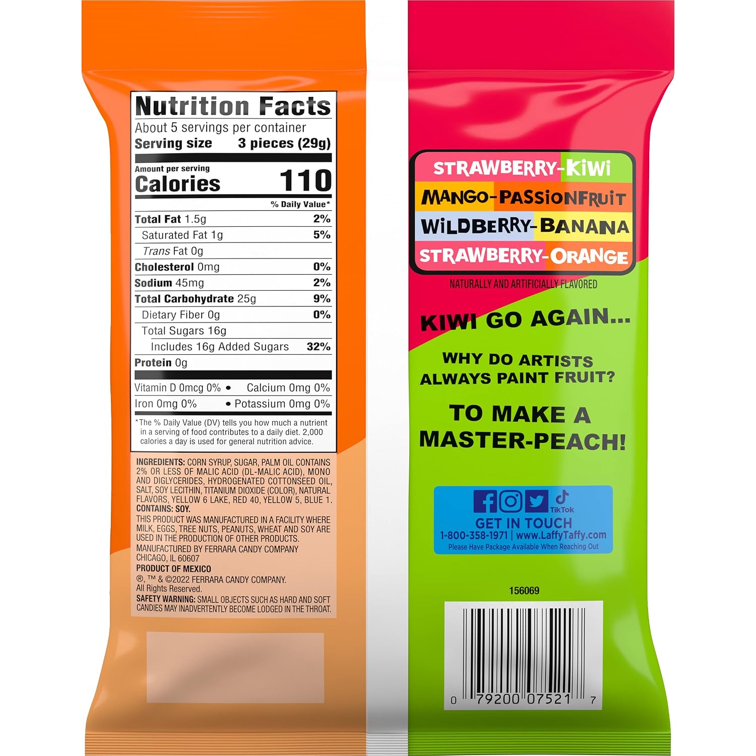 Laffy Taffy Candy, Assorted Flavors, Individually Wrapped Mini Bars, 6 Ounce