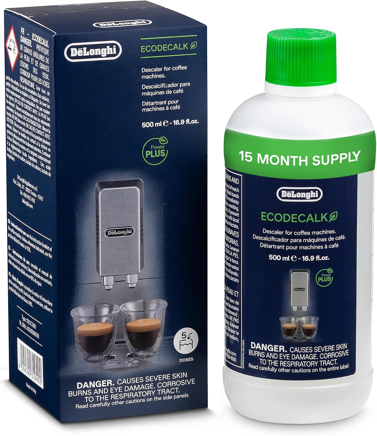 De'Longhi EcoDecalk Universal Descaler, for Coffee Machines 16.90 oz | Safe Formula, Universally Compatible, 15 Month Supply, Easy to Use