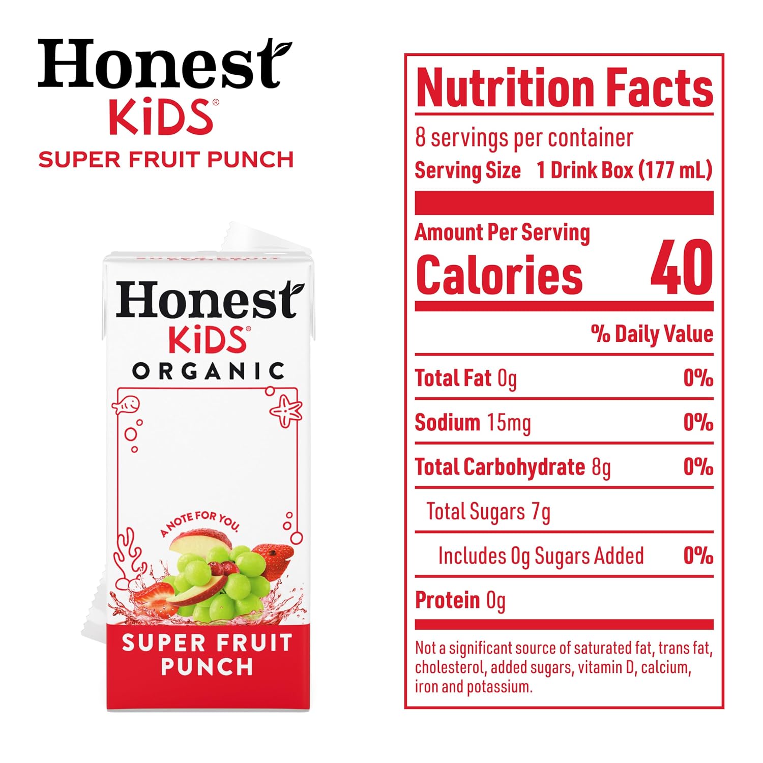 Honest Kids Appley Ever After, Organic Juice Drink, 6 Fl oz Juice Boxes, Pack Of 40, Apple