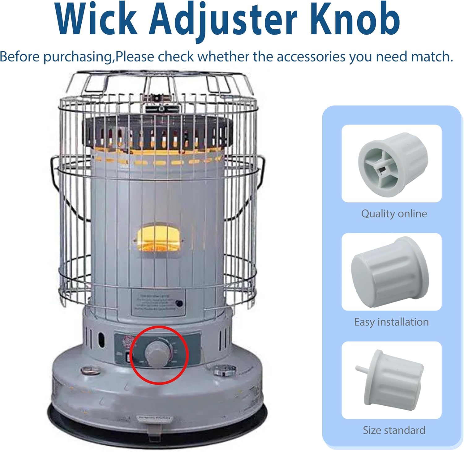 Replacement Kerosene Heater Wick Adjuster Knob WS-CV14 08-1724 fits DuraHeat Dyna-Glo RMC-95C Kero-World KW-24 08-1724