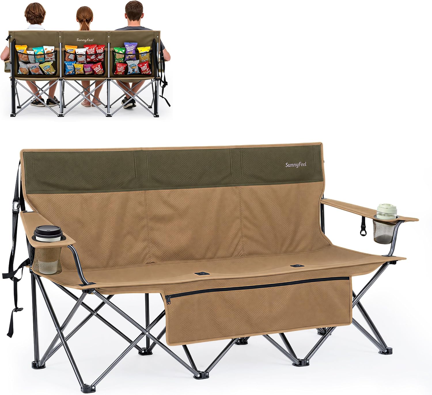 SUNNYFEEL Folding Double Camping Chair Oversized Loveseat for Adults