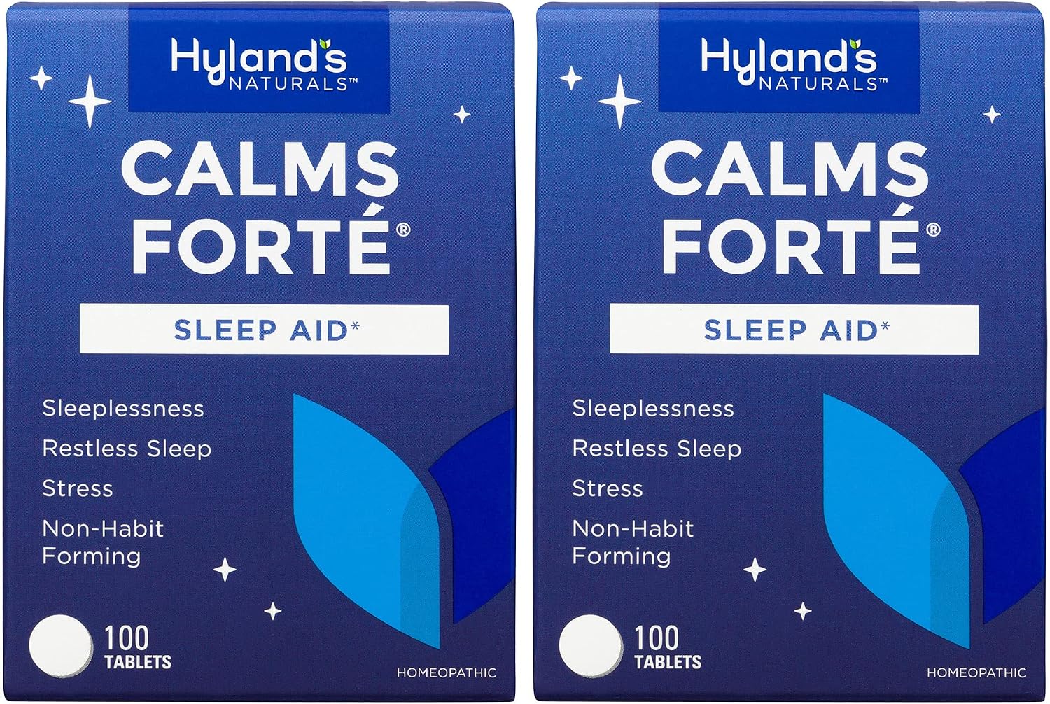 Hyland's Calms Forte' Sleep Aid Tablets, Natural Relief of Nervous Tension and Occasional Sleeplessness, 100 Count (Pack of 2)