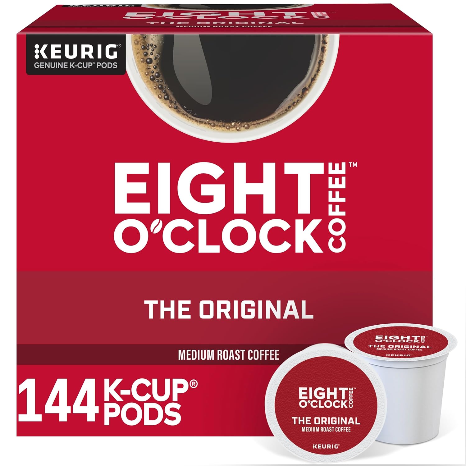 Eight O'Clock Coffee The Original, Single-Serve Keurig K-Cup Pods, Medium Roast Coffee Pods, 72 Count