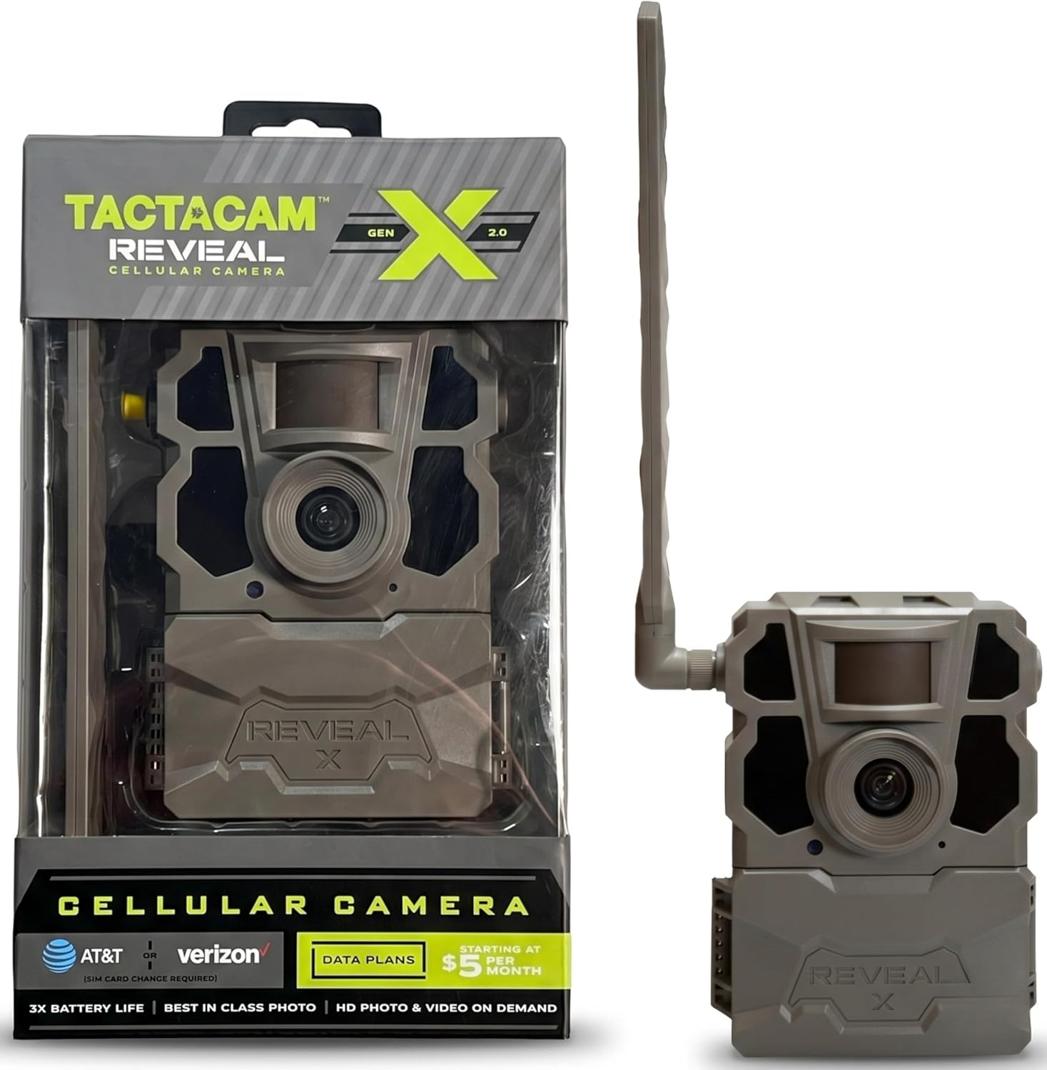 TACTACAM Reveal X 2.0 Cellular Trail Camera, Night Vision, Waterproof | 4G LTE AT&T, photos straight to your phone, 0.4s trigger, no WiFi needed