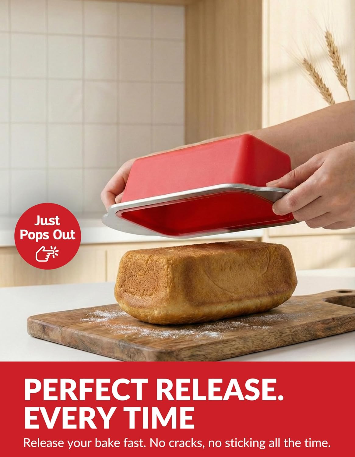 Premium Non-Stick Silicone Bread Loaf Pan, 9x5 Inches – Heavy-Duty Steel Frame, Non-Toxic, BPA & PFOA Free – Perfect for Pound Cakes, Breads, & More.