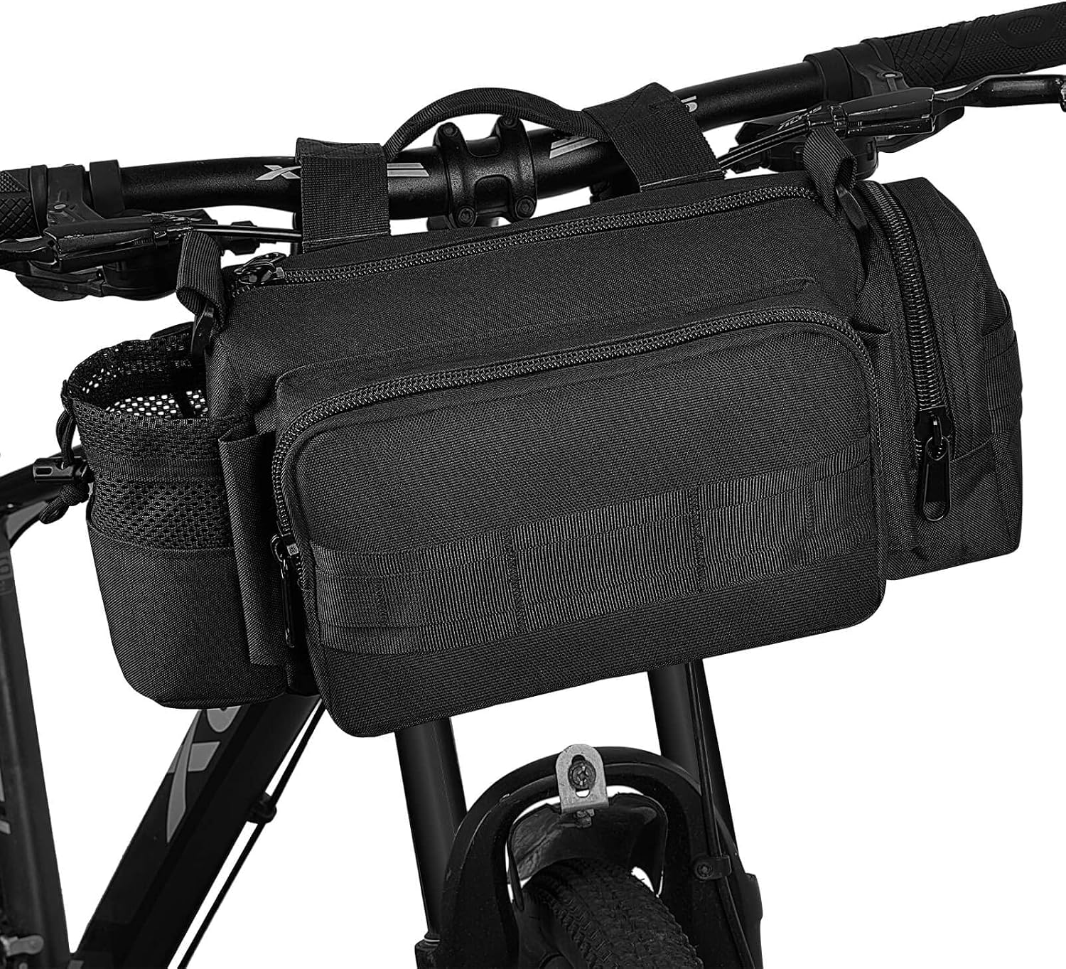 BraveHawk OUTDOORS Bike Handlebar Bag, 900D Nylon Oxford Multi-purpose Waist Bag Water Resistant Bicycle Cycling Pack (Black)