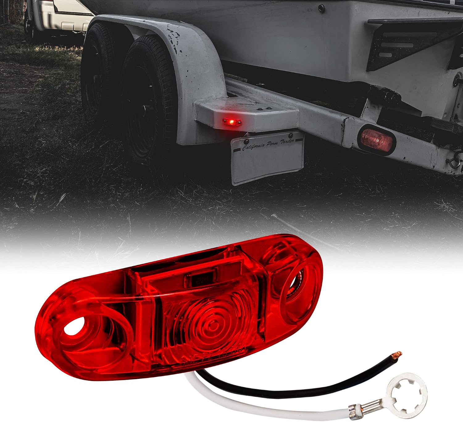 TRUE MODS 2pc 2.5" Amber Oval LED Trailer Marker Lights for Boat Trailer RV