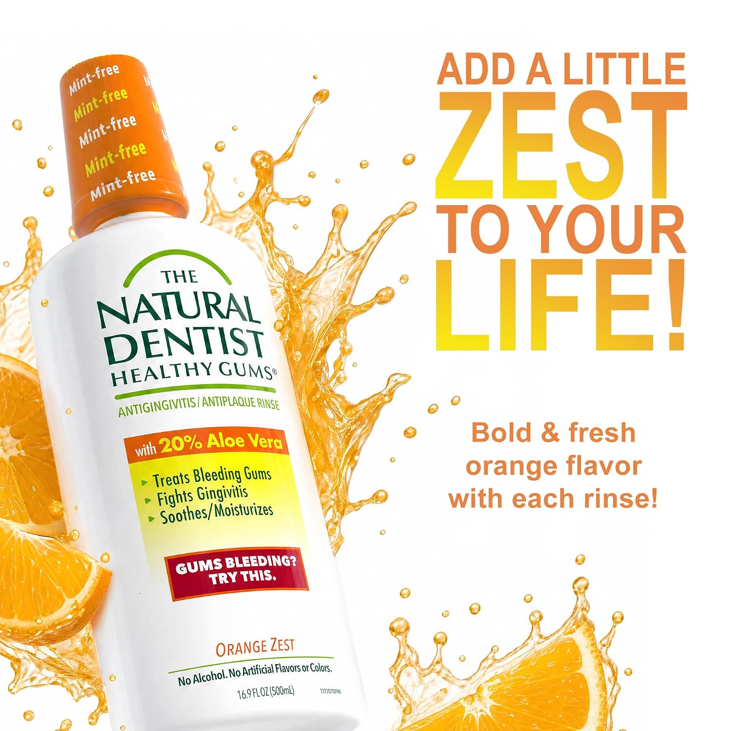 The Natural Dentist Peppermint Twist Mouthwash, No Alcohol & No Fluoride, Plant-Based Daily Rinse that Refreshes & Comforts the Mouth, 16.9 fl oz