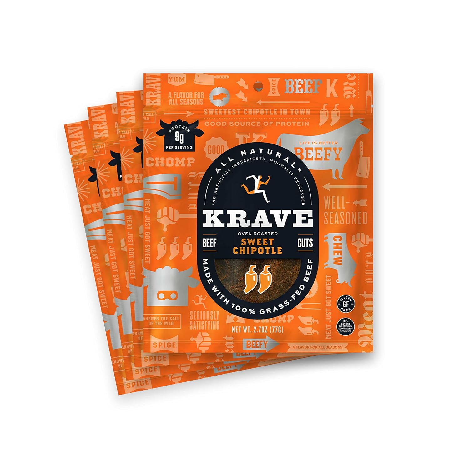 KRAVE All Natural Pork Jerky, Black Cherry BBQ - Protein Packed Snacks Roasted for Maximum Flavor - Premium Tender Meat Cuts - Gluten Free - 2.7 Ounce