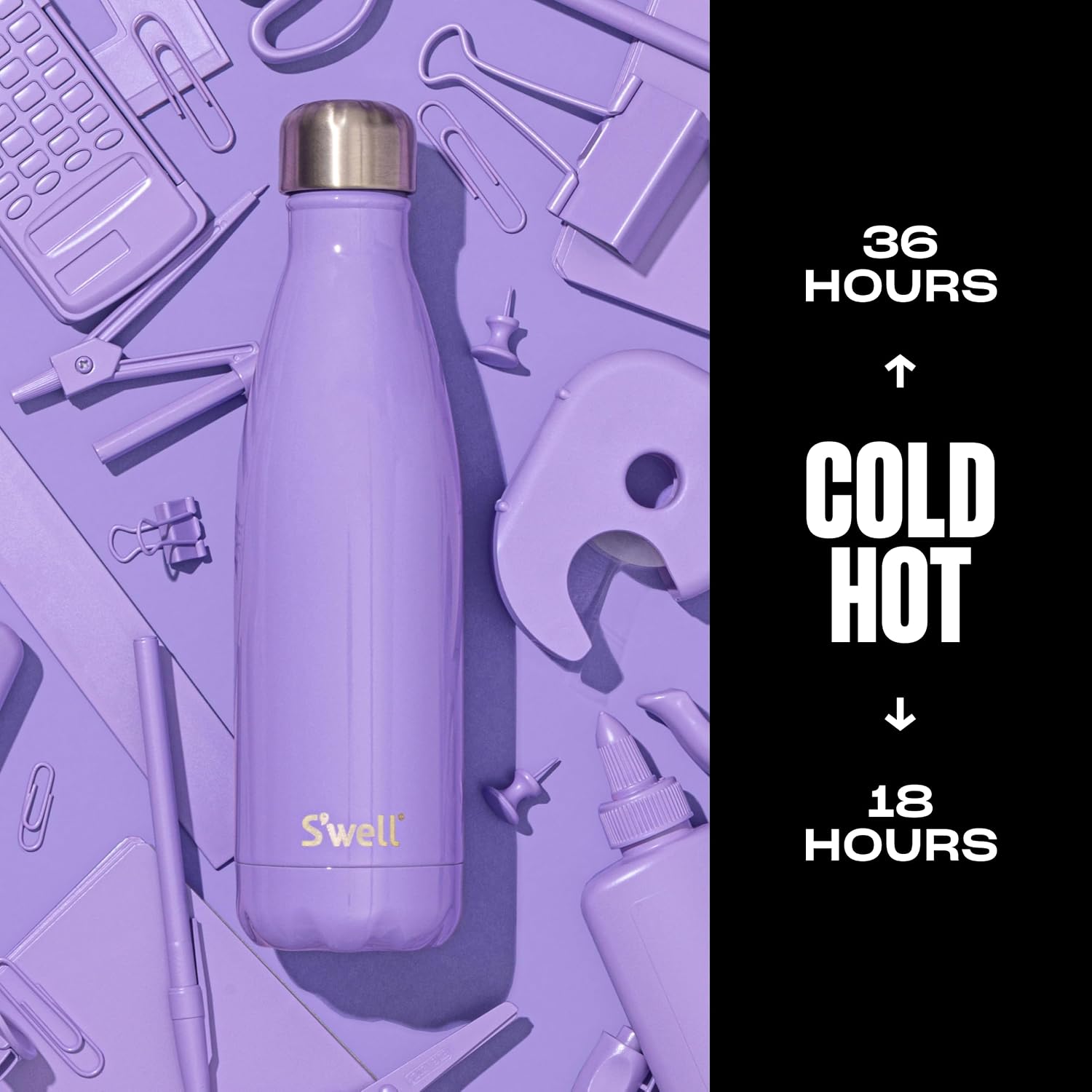 S'well Stainless Steel Water Bottle, 17oz, Blue Suede, Triple-Layered Vacuum Insulated Containers Keeps Drinks Cold for 36 Hours and Hot for 18, BPA Free, Perfect for On the Go