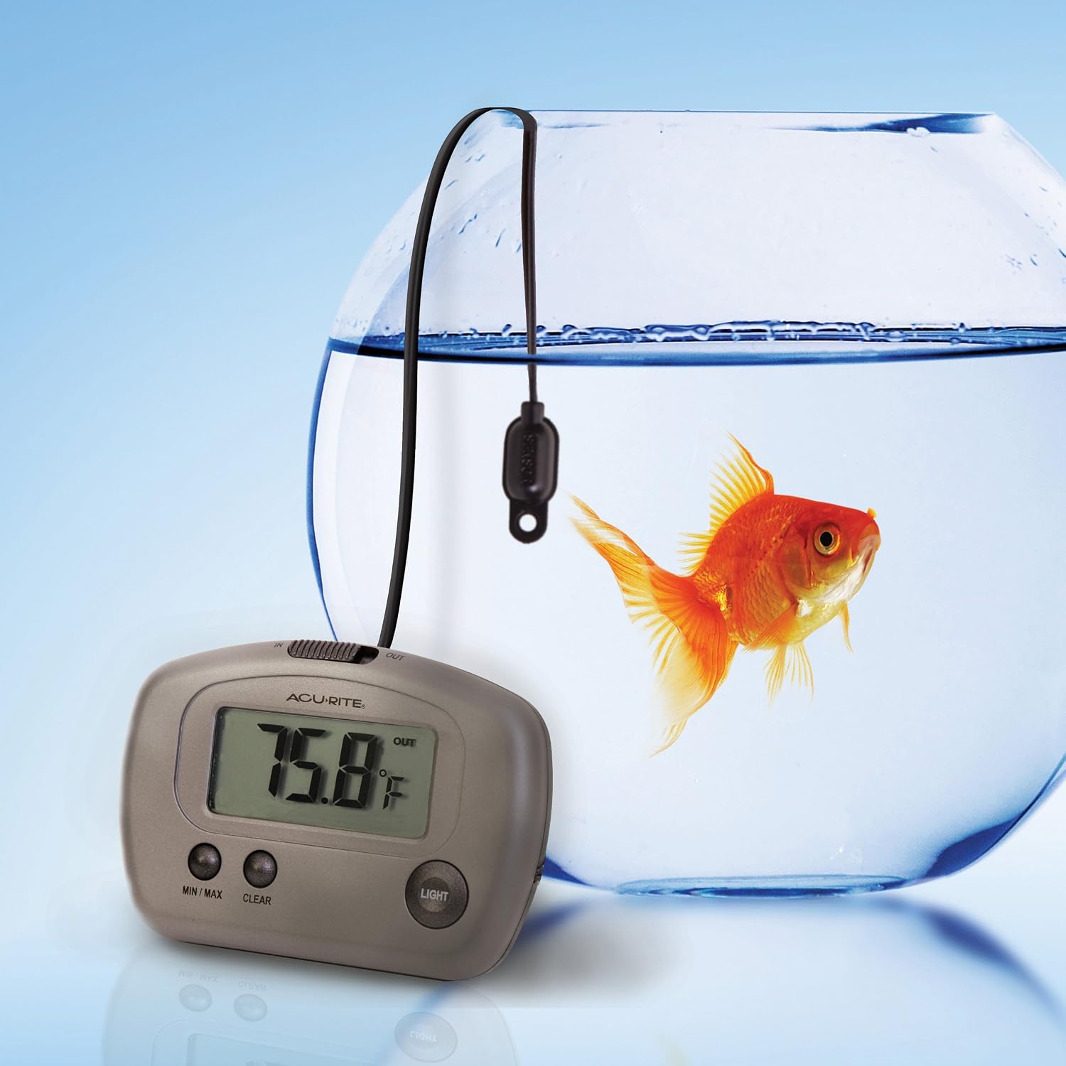 AcuRite 00888A3 Indoor/Outdoor Digital Thermometer,Silver,Small