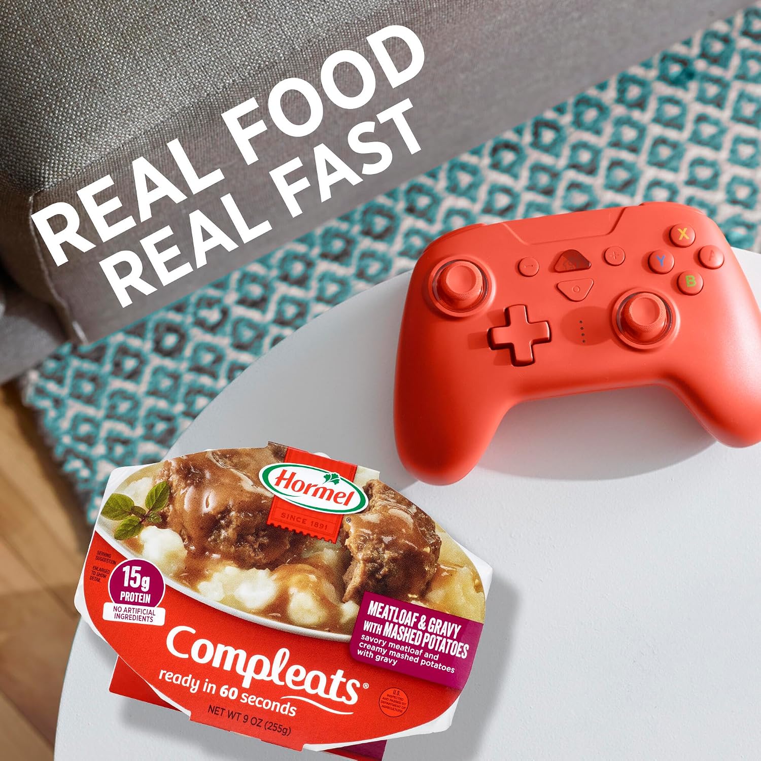 HORMEL COMPLEATS Meatloaf & Gravy With Mashed Potatoes, 9 oz. (6 Pack) | Heat and Eat, Microwave Meals, Prepared Foods