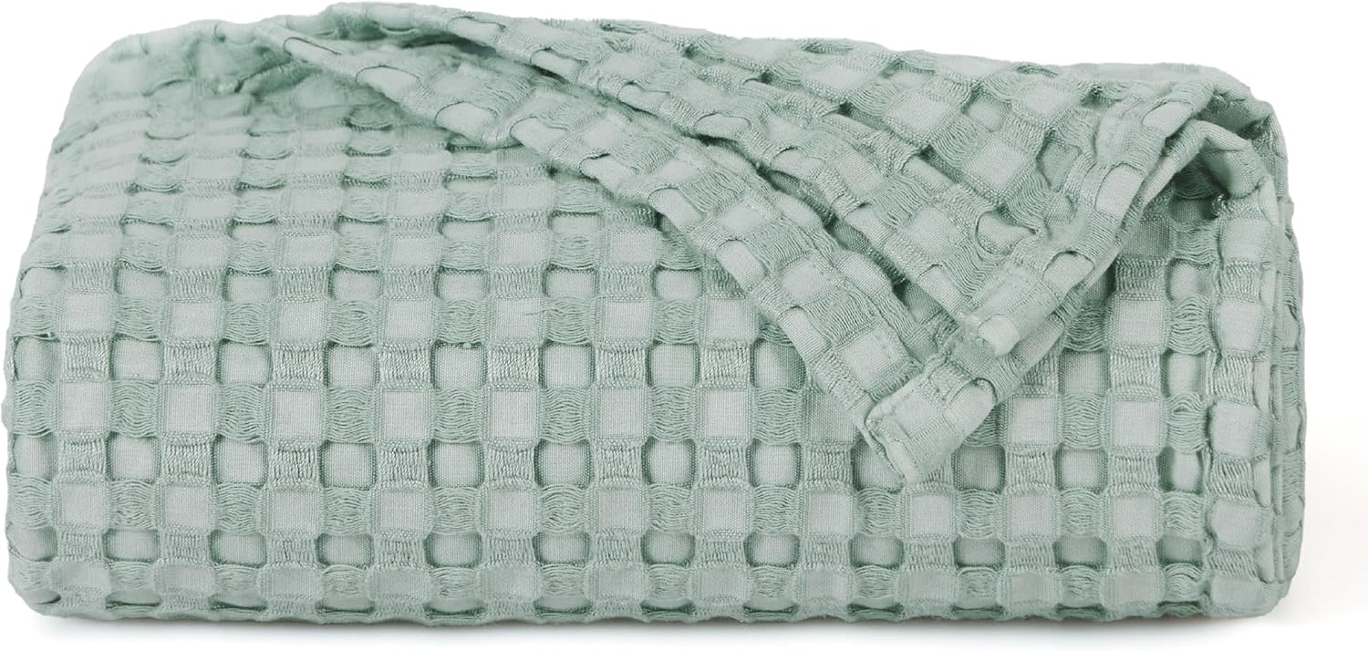 Bedsure Cooling Waffle Blanket for Hot Sleepers, Ivory, Queen, 90"x90"