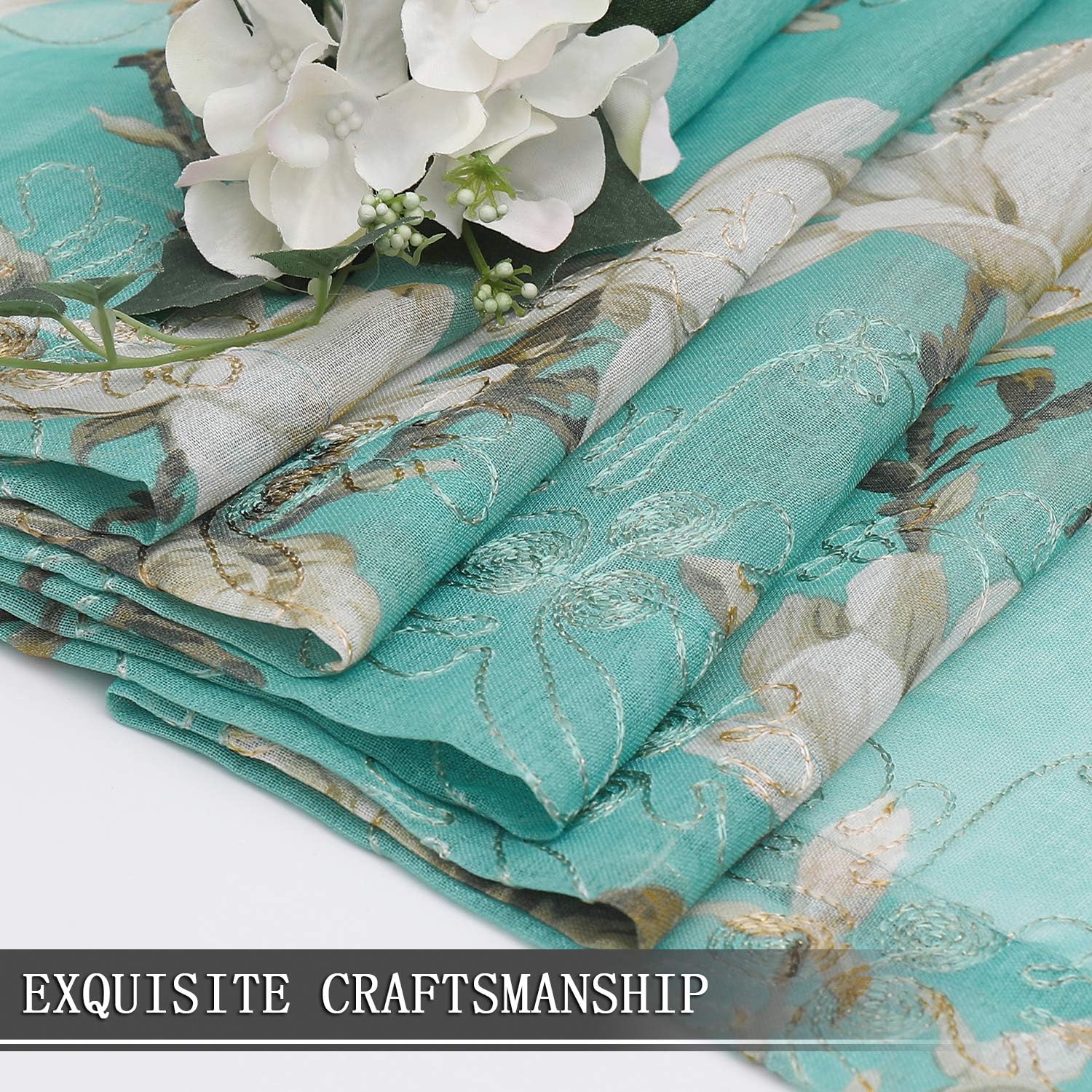 Tollpiz Floral Grey Sheer Curtain Flower Print Vine Embroidery Bedroom Curtains Rod Pocket Voile Window Curtain for Living Room, 54 x 84 inches Long