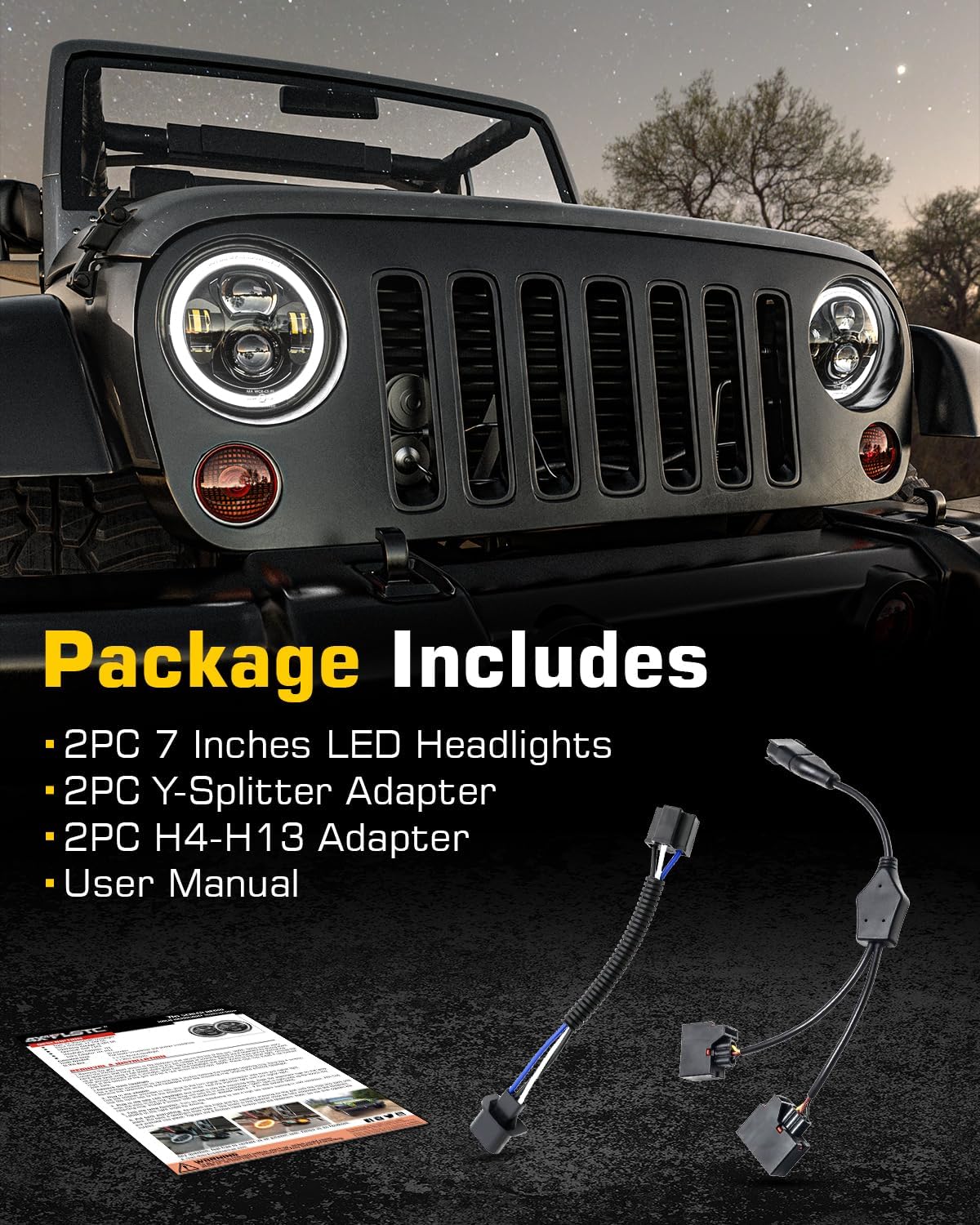 5x7 7x6 Inches LED Headlights H6054 Hi/Low Sealed Beam DOT/SAE Headlamps