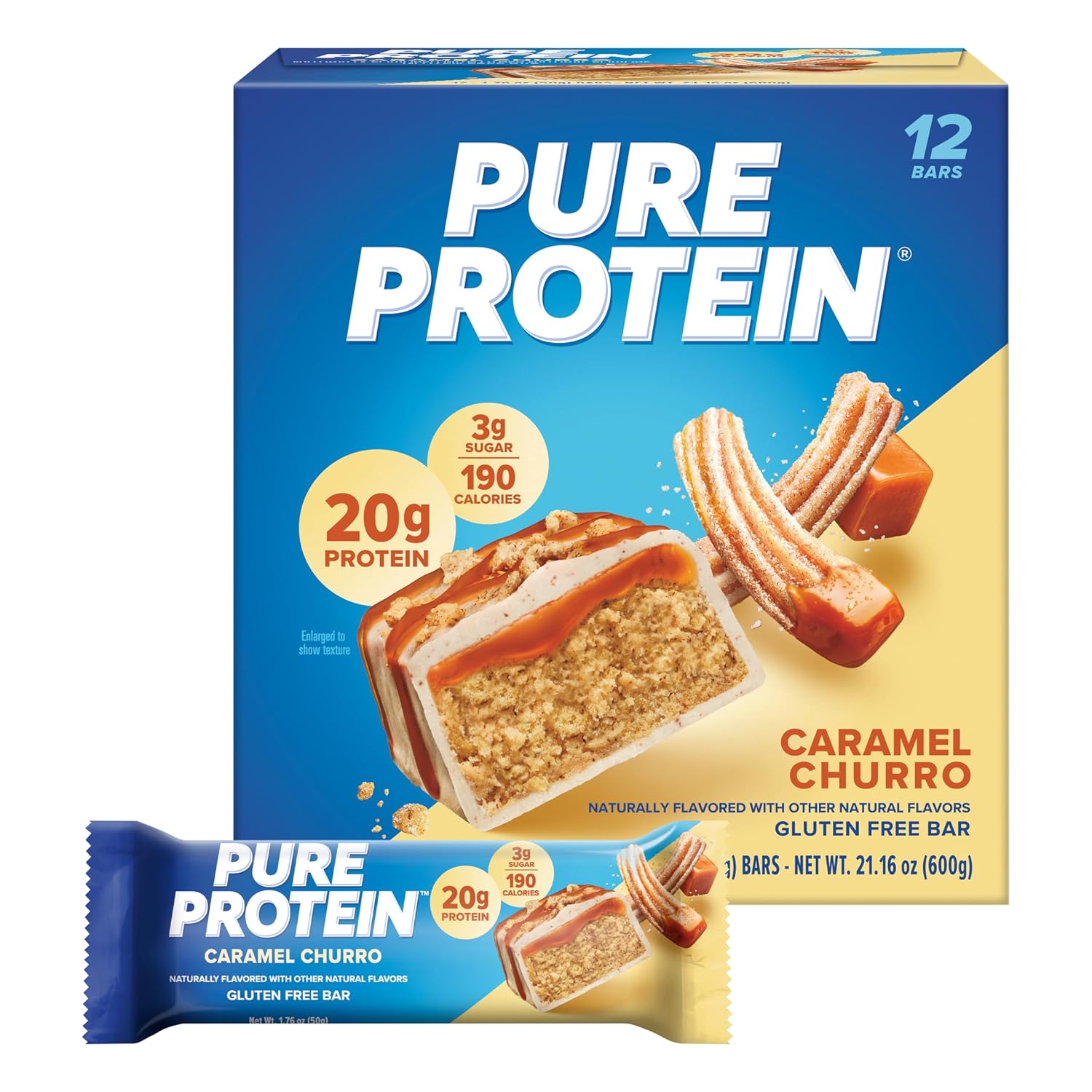 Pure Protein Chocolate Deluxe Protein Bars, 21g Protein, Gluten Free, 12 Ct