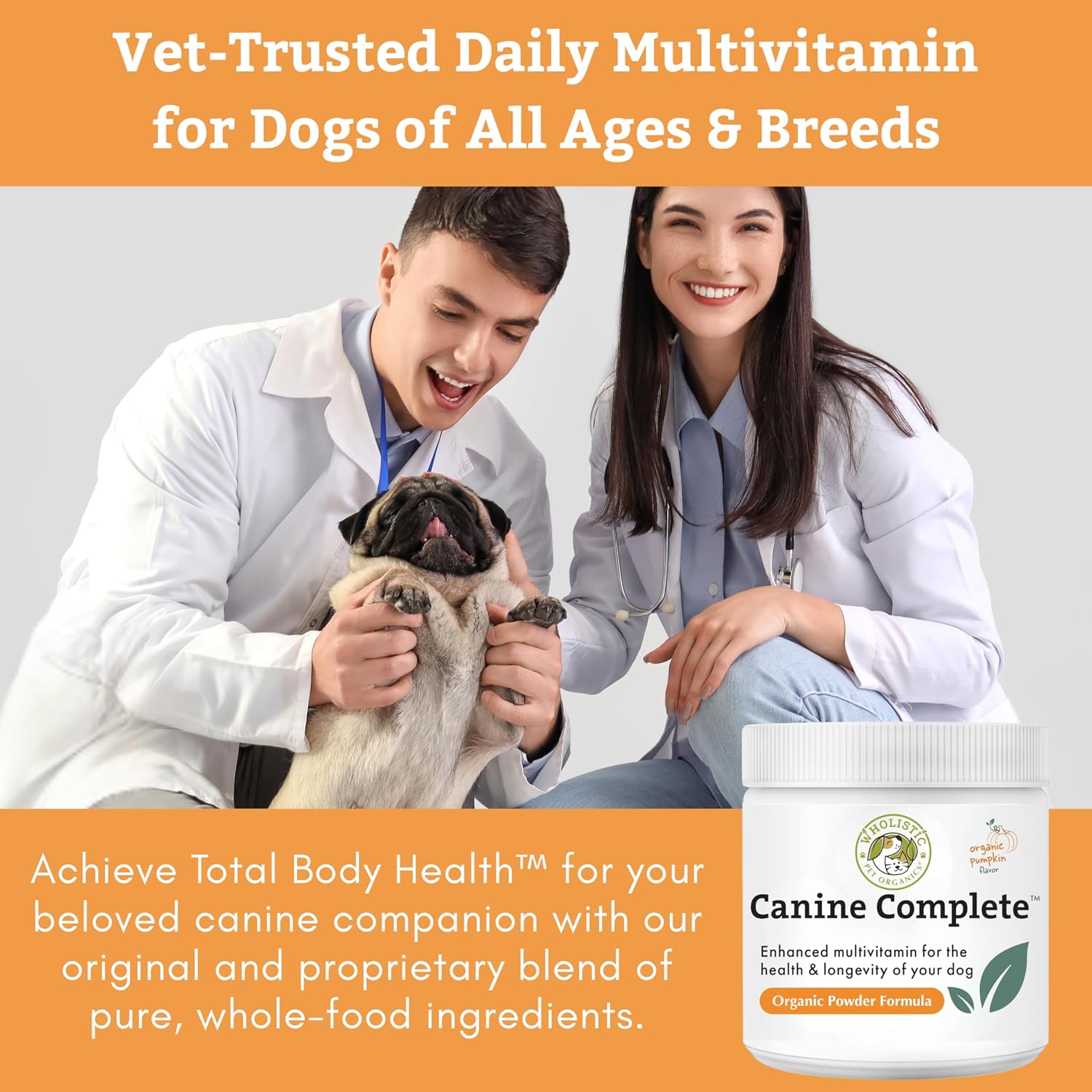 Organic Dog Vitamins | 1 Lb | 45 Scoops | Daily Dog Multivitamin with Prebiotics, Probiotics for Immune Support, Skin Coat, Digestion, & Joint Health | Canine Complete