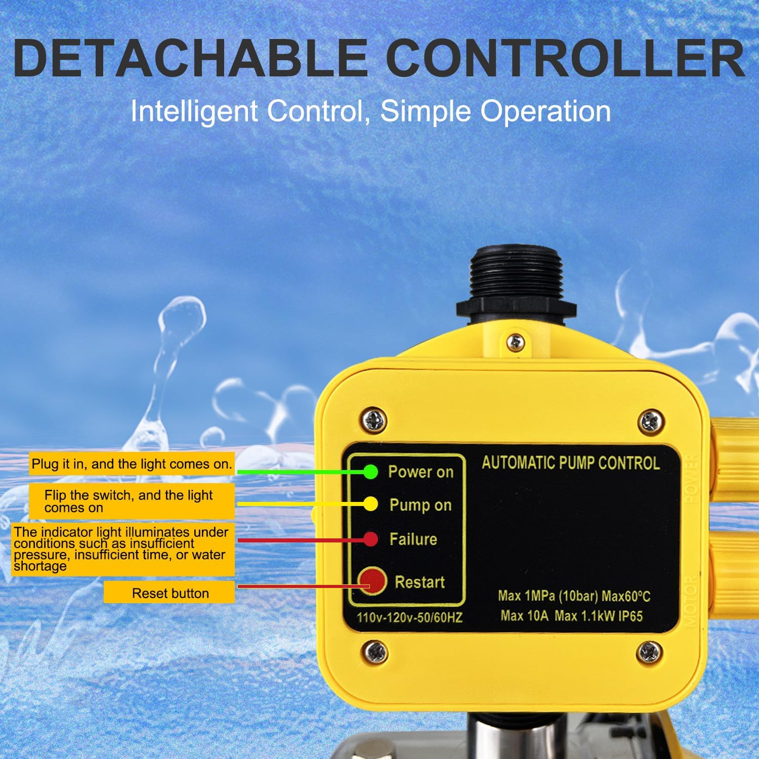 1HP 18gpm Shallow Well 110V Booster Pump Portable Garden Pond Water Transfer Pump Electric Yard Pool Cover Draining Pump Above Ground Irrigation