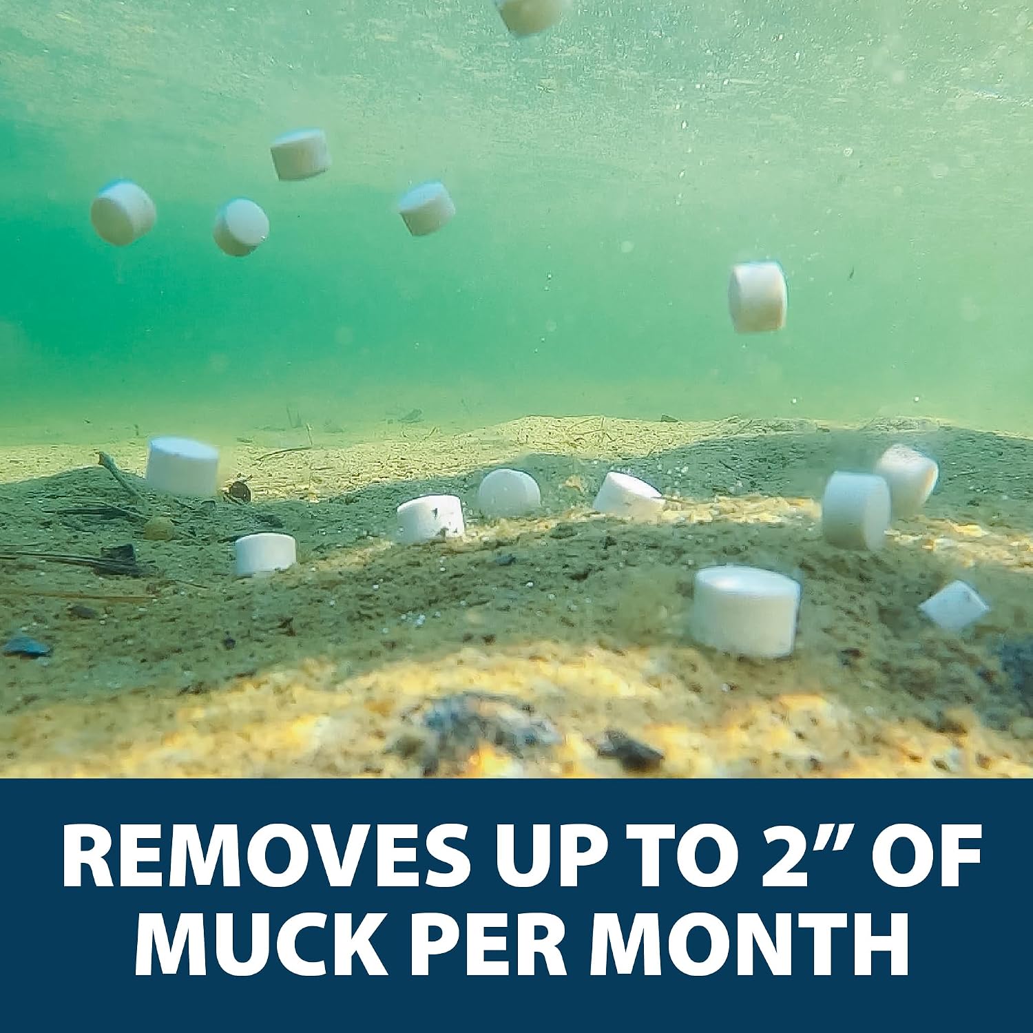Airmax MuckAway Bacteria Enzyme Tablets for Ponds & Lakes, 16 Scoops | Natural beneficial bacteria muck, sludge & noxious odor solution for cleaner beaches & shorelines; fish, pet & wildlife safe