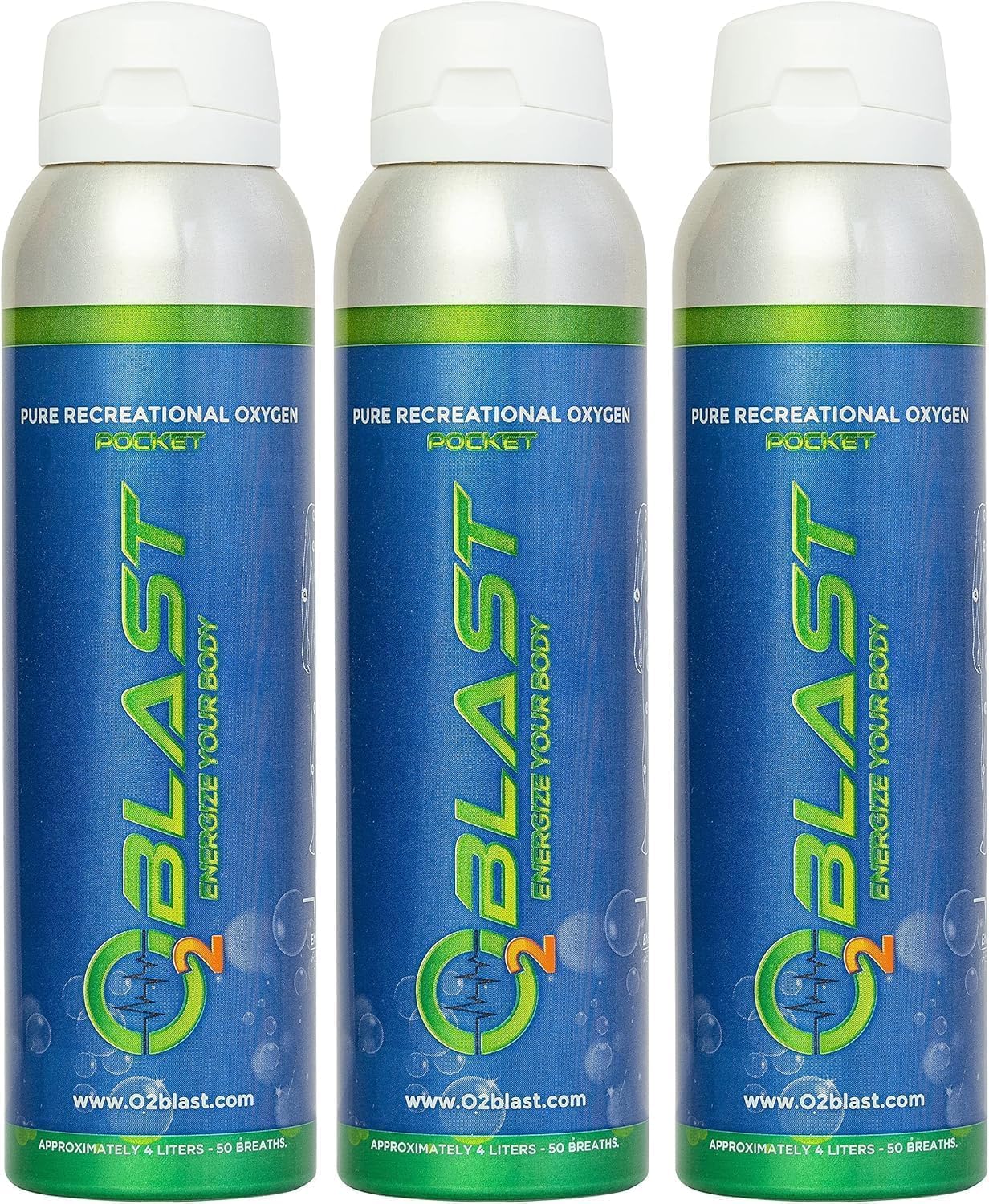 O2 Blast - 4L Portable Oxygen Can with Flip-Top Cap, Compact Design, 6-Pack