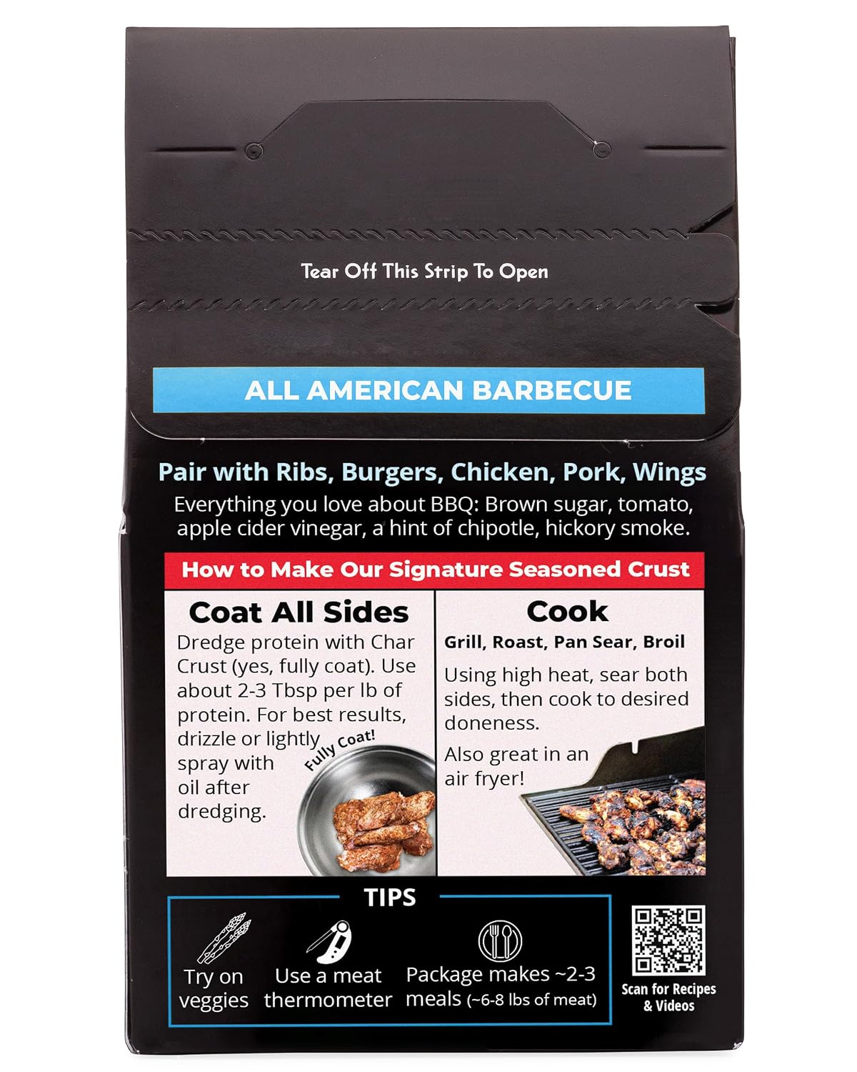 Char Crust Dry-Rub Seasonings Original Hickory Grilled | All-in-one seasonings | Perfect for Steaks, Burgers, Ribs, Tuna | Signature Crust that Seals in the Juices, 4 Ounce (Pack of 6)