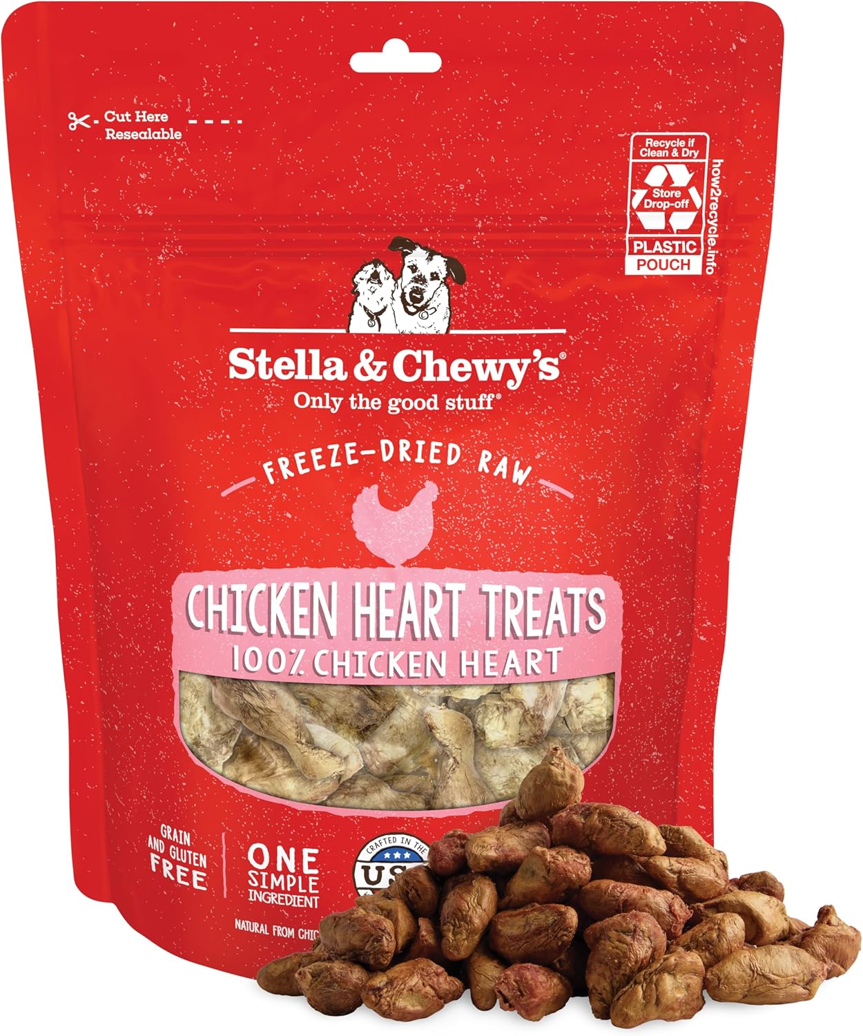 Stella & Chewy's Freeze-Dried Raw Lamb Heart Dog Treats - Single Ingredient, No Additives - Premium Training Treats - Perfect For Picky Eaters - 3oz Bag