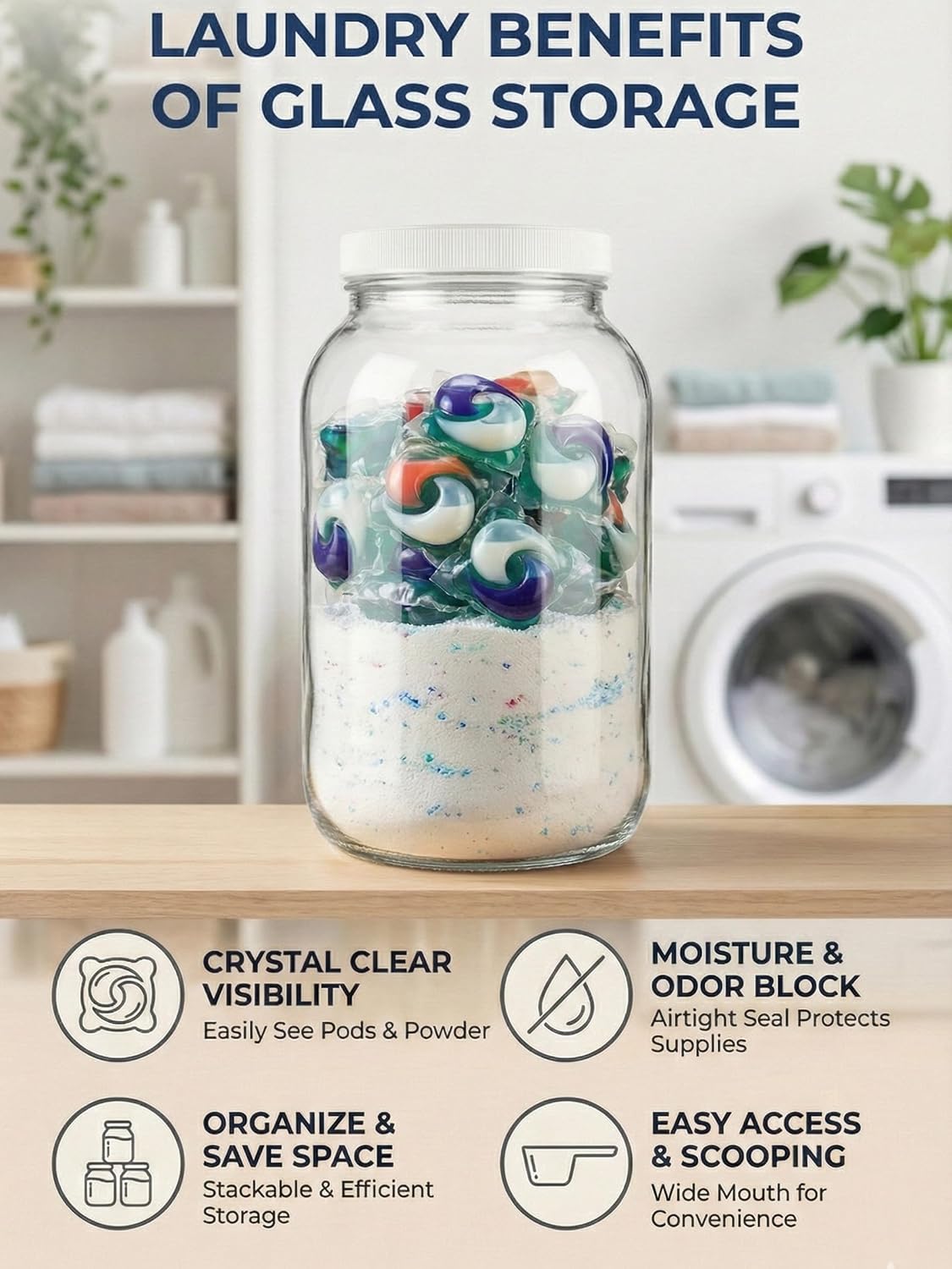 Sally's Organics Large 1 Gallon Glass Jars with Lids - Made in the USA - Wide Mouth BPA-Free Lid, Chalk Labels – Sun Tea, Fermenting, Kombucha