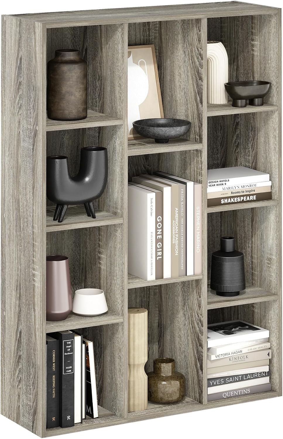 Furinno LUDER Book Shelf, 5-Cube Bookshelf, Reversible Bookcase, 9.4 x 19.5 x 31.5, Easy Assembly, for Living Room, Bedroom, Home Office, White