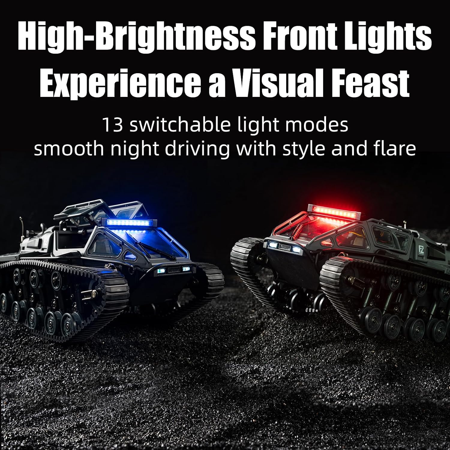 XINGRUI 1:18 RC Military Truck, 50 Min Playtime Remote Control Car, 2.4Ghz 4WD Off-Road Vehicle, All Terrain Toy with LED Lights, Gift for Boys Girls Ages 6+