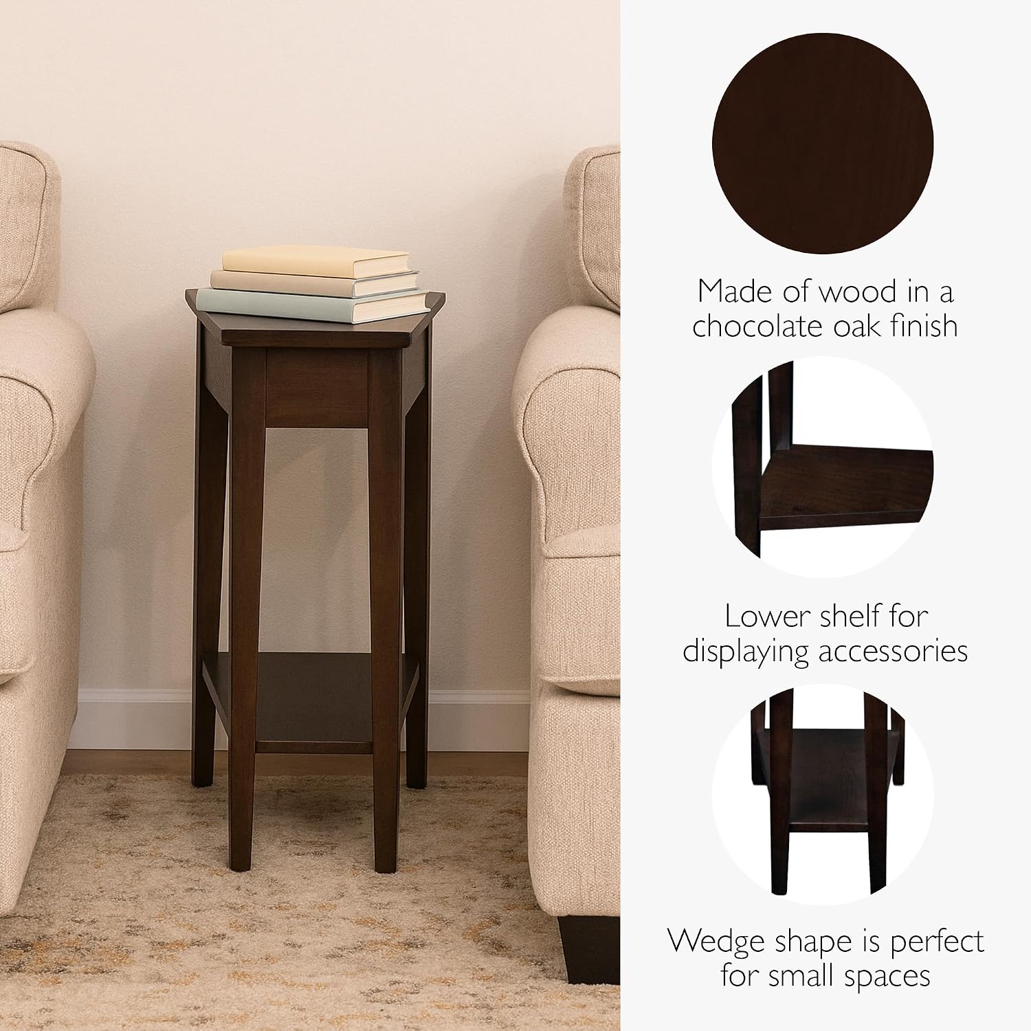 Leick Home Delton Wedge End Table, 17", Sienna