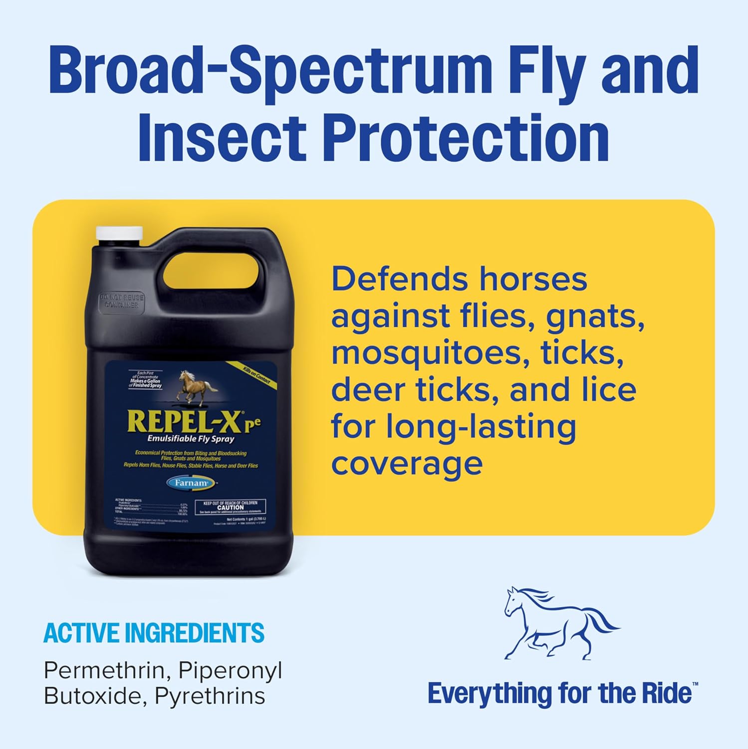 Farnam Repel-X pe Fly Spray Concentrate for Horses & Dogs, 16 oz | Makes 4 Quarts,Repels barn flies, gnats, mosquitoes, ticks, and lice as a concentrated that mixes with water