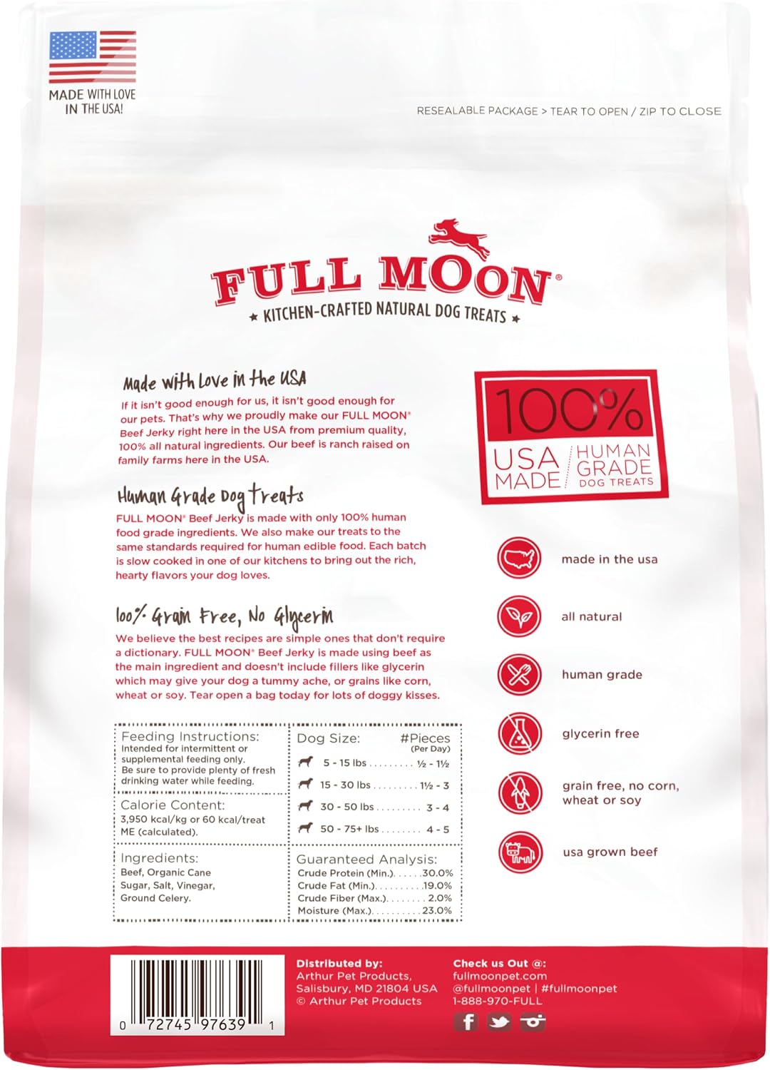 Full Moon Chicken Jerky Healthy All Natural Dog Treats Human Grade Made in USA Grain Free, 1.5 Pound (Pack of 1)