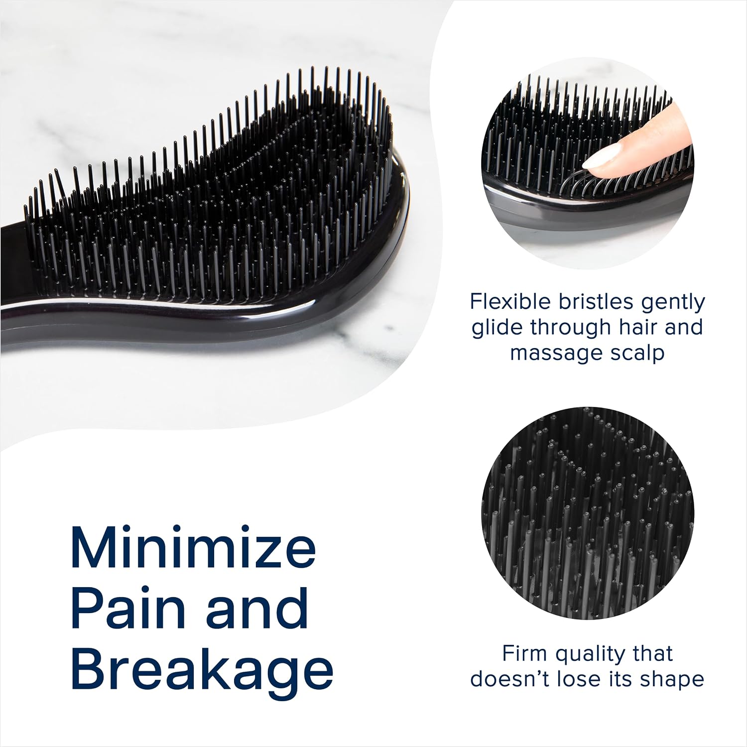Crave Naturals Glide Thru Hair Brush - Detangler Brush for Curly, Straight, Wet or Dry Hair - Gentle Detangling Brushes for Adults, Kids, Toddlers - Hair Accessories for Women, 7.5x3" - Pink