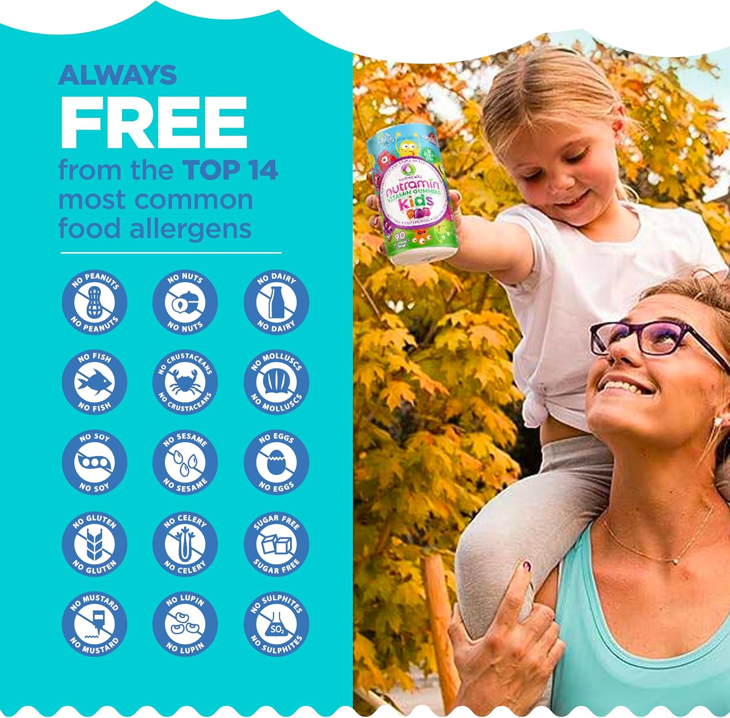 NUTRAMIN Sugar-Free Gummy Multivitamins for Kids, Allergen-Free, 90 Count