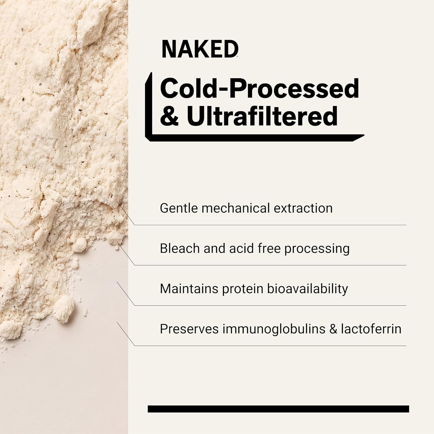NAKED Whey 5LB 100% Grass Fed Unflavored Whey Protein Powder - Only 1 Ingredient, NSF Certified, Undenatured, Gluten Free, Soy Free, Promote Muscle Growth and Recovery - 76 Servings