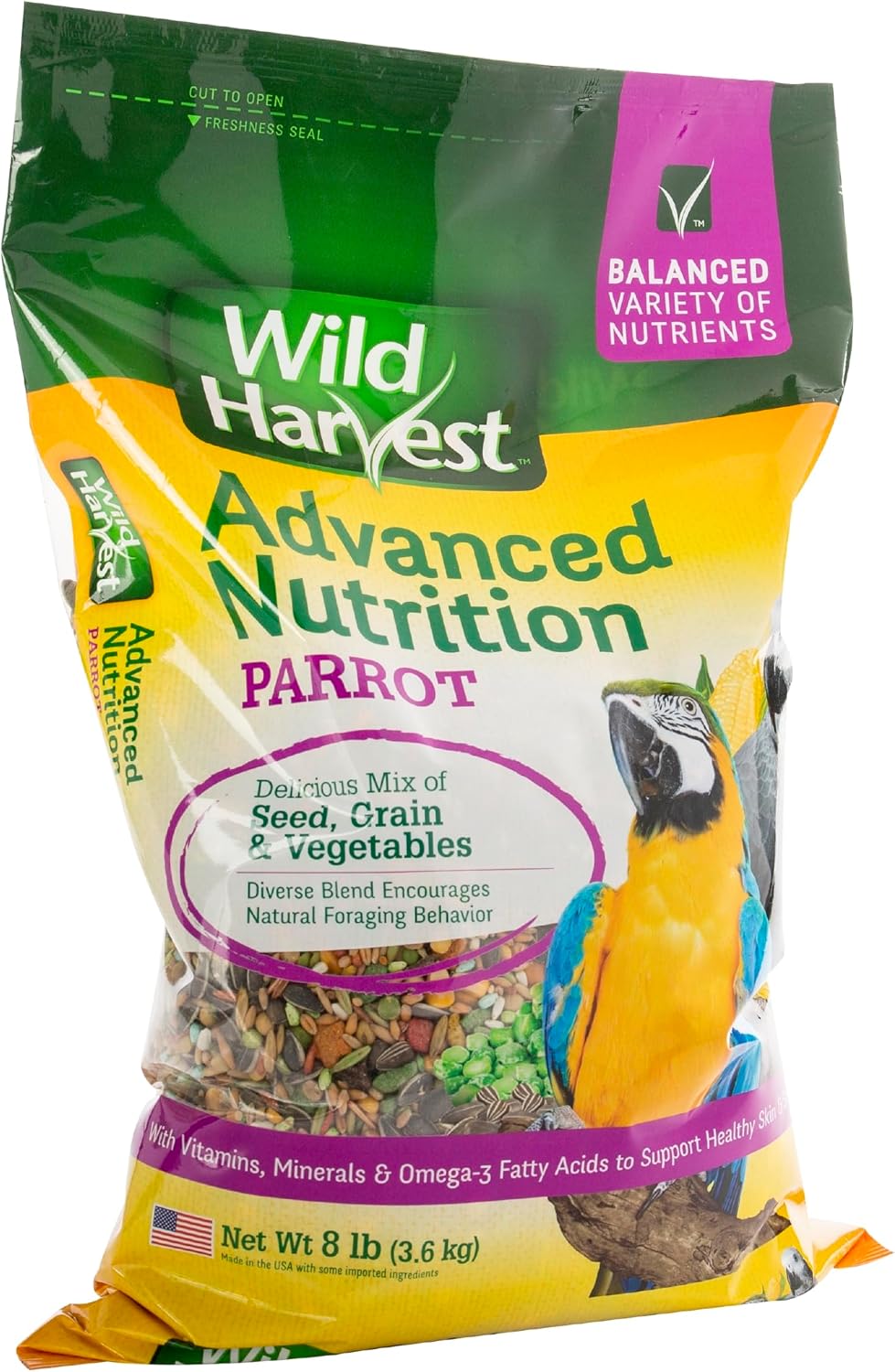Wild Harvest Advanced Nutrition Parrot 8 Pounds, Seed, Grain And Vegetable Mix