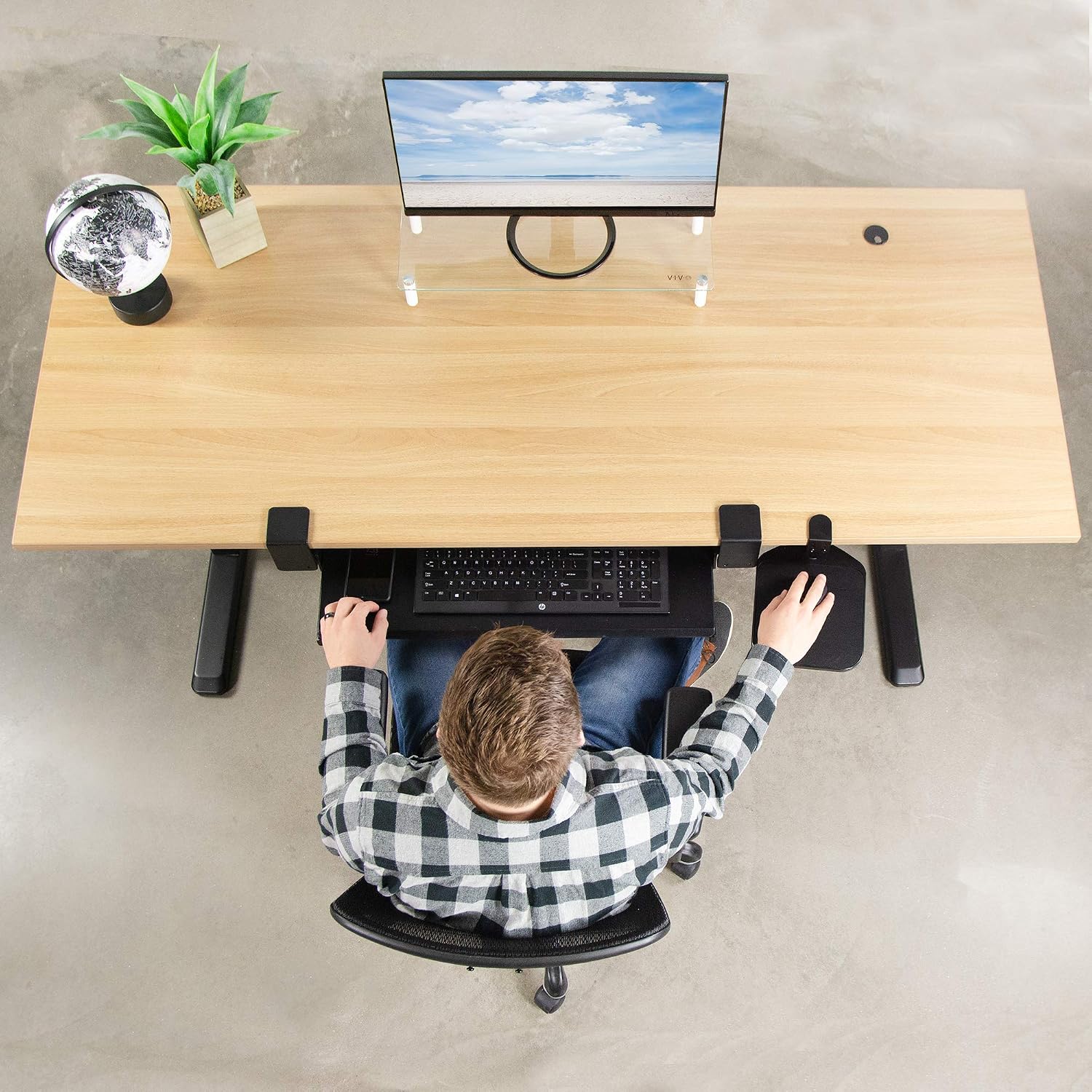 VIVO Black Clamp-on Mouse Pad Holder Platform, MOUNT-MS01A | Adjustable Under Desk 360° Rotating Tray Rest Extension Attachment