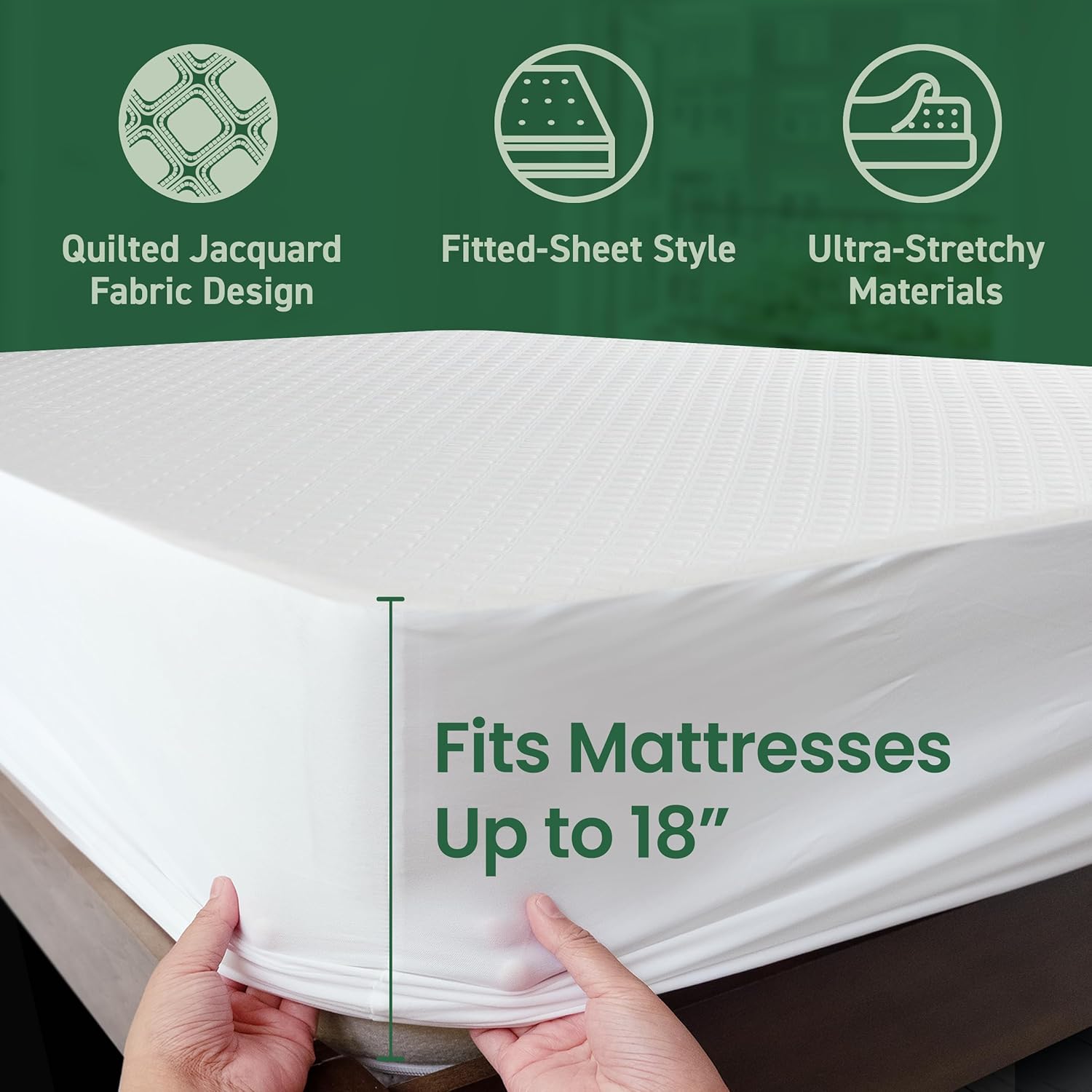 SafeRest Waterproof Queen Size Mattress Protector | Fitted with Stretchable Pockets, Machine Washable Cotton Blend Mattress Cover for Bed