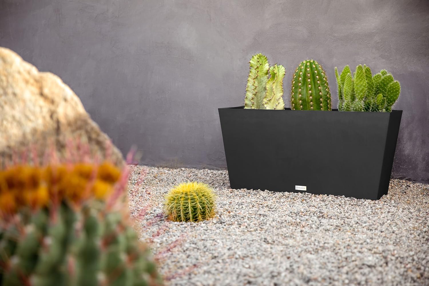 Veradek Pure Series Midori Planter - Wide Outdoor Planter | Made From Durable Plastic With Pre-Drilled Drainage Holes. Modern Porch/Patio Décor for Plants, Flowers and Herbs