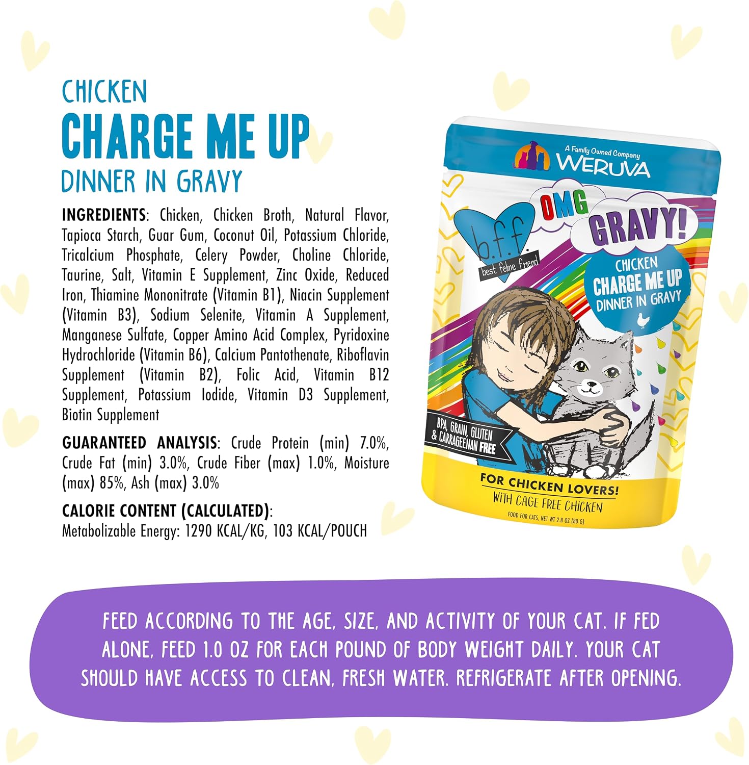 Weruva B.F.F. OMG - Best Feline Friend Oh My Gravy!, Tuna & Salmon Sweet Cheeks with Tuna & Salmon in Gravy Cat Food, 3oz Pouch (Pack of 12)