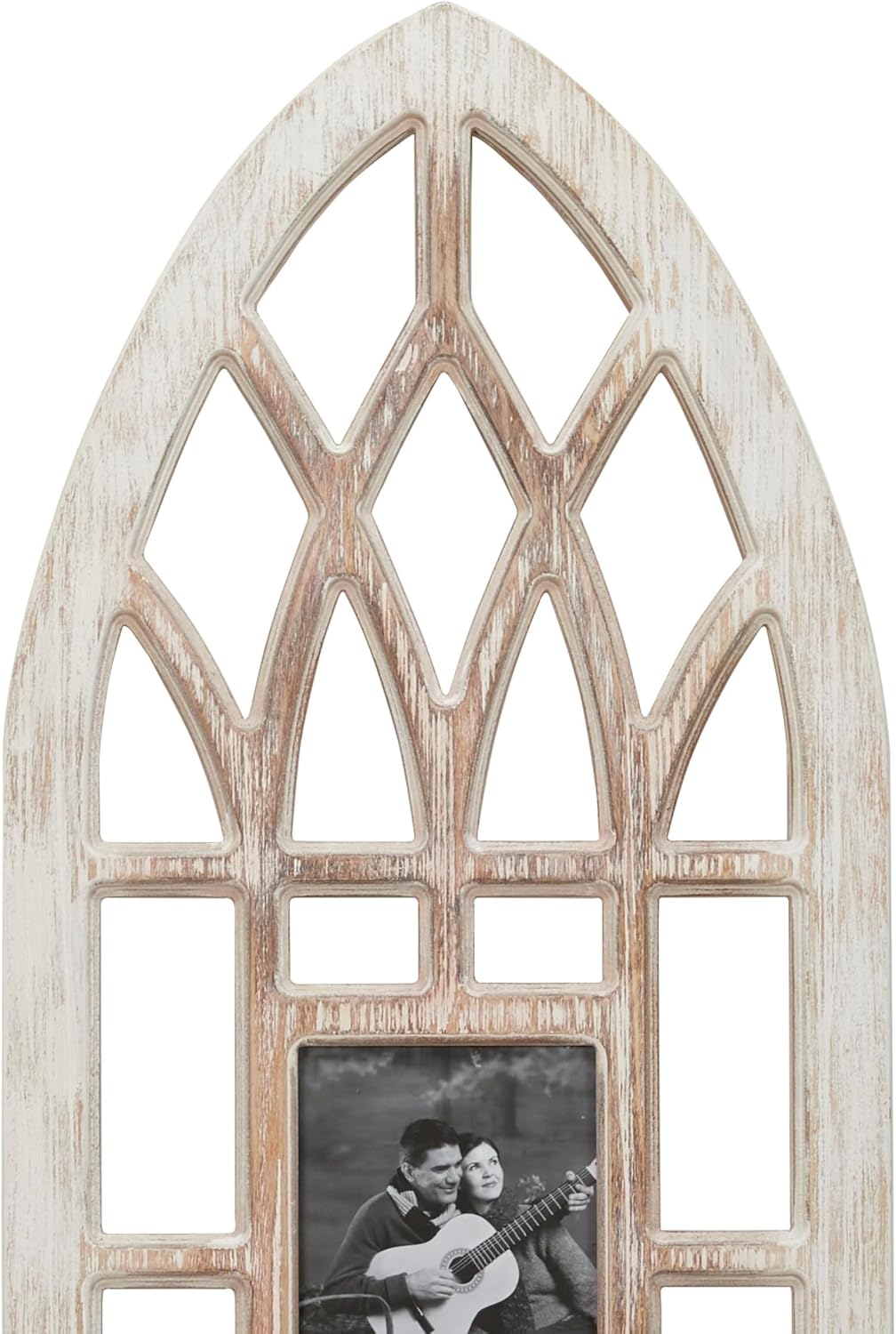 Deco 79 Wooden Wall Photo Frame Slim Arched Window Inspired 3 Slot , 14" x 1" x 47", Light Brown