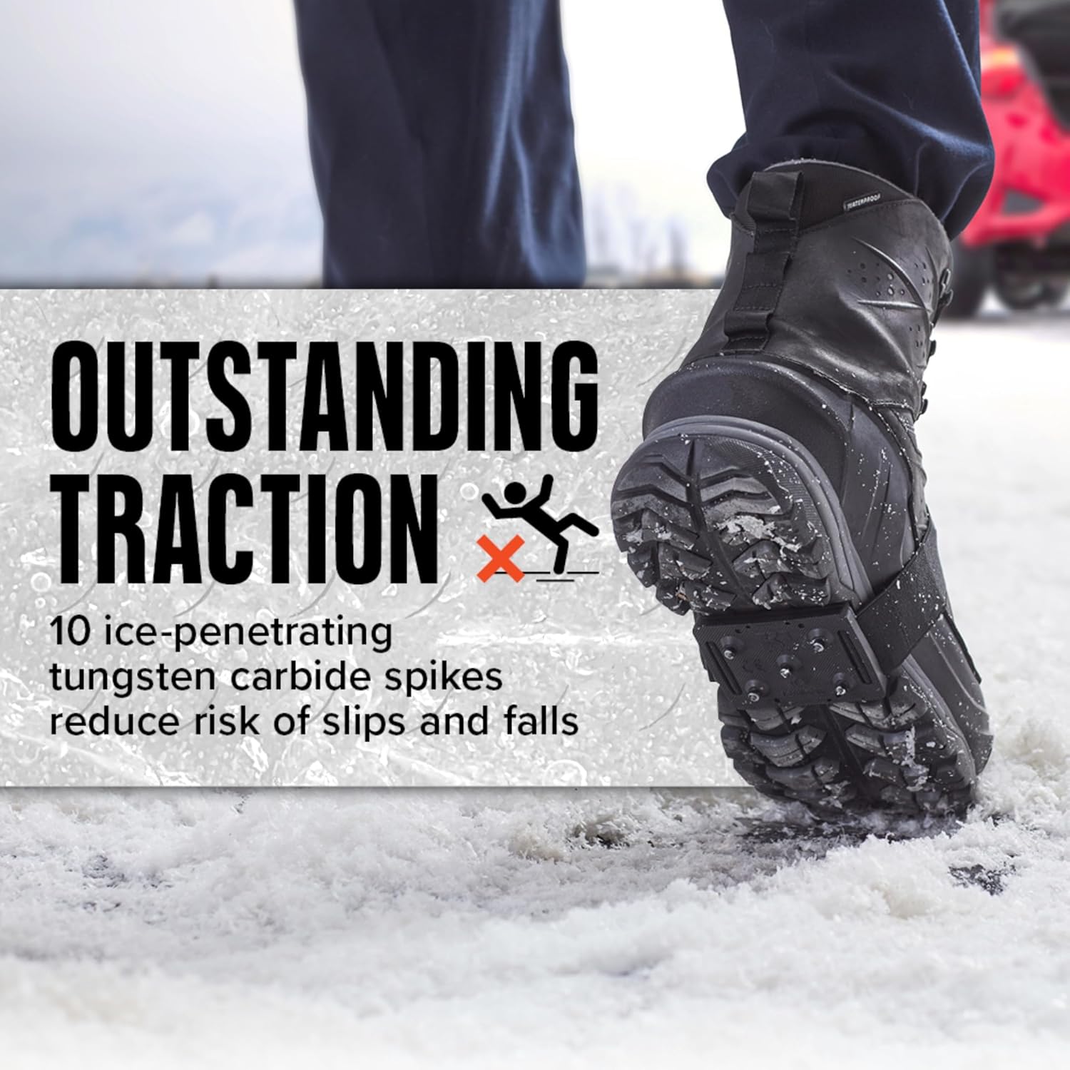 K1 Mid-Sole Ice Cleats for Men & Women - Rotatable Traction Aids For Winter Snow - Hi Vis - Low Profile