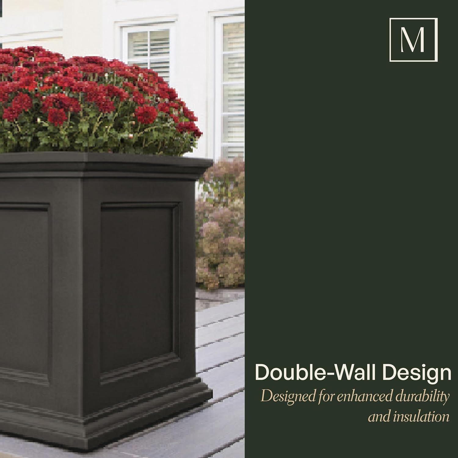 Mayne Fairfield 16in Self-Watering Square Planter, Black