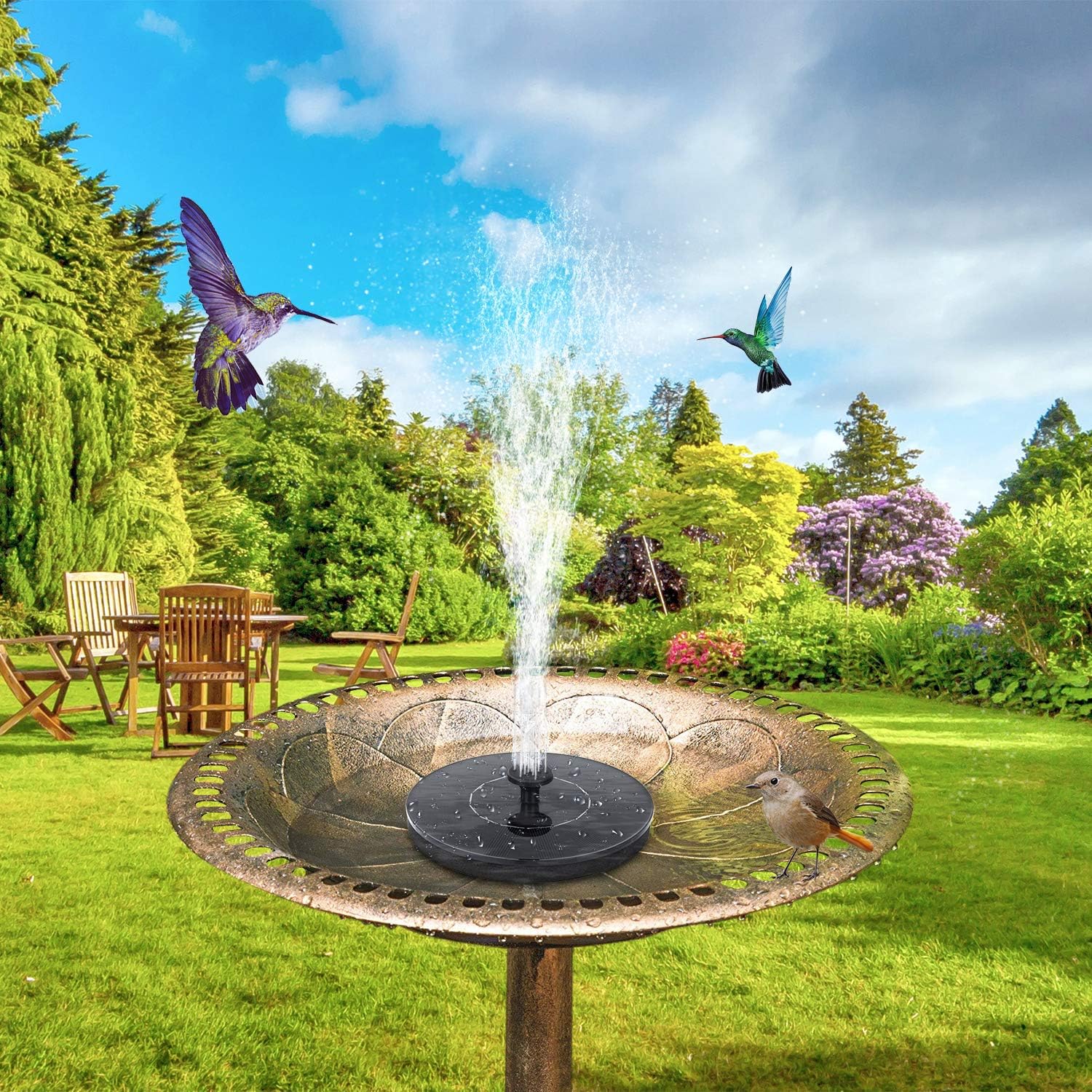 Mademax 1W Solar Bird Bath Fountain Pump, Solar Fountain, Free Standing Floating Solar Powered Water Fountain Pump for Bird Bath, Garden, Pond, Pool